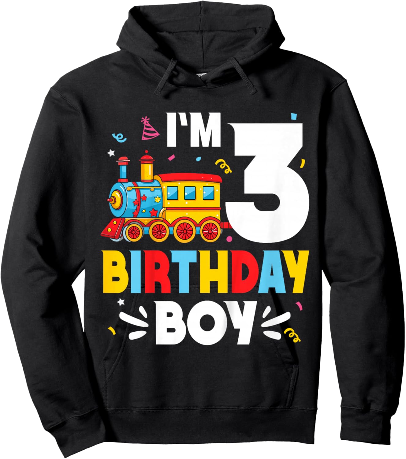 Kids I'm 3 Years Old Train Lover 3rd Birthday Boy Party Hoodie - Hoodie | Black