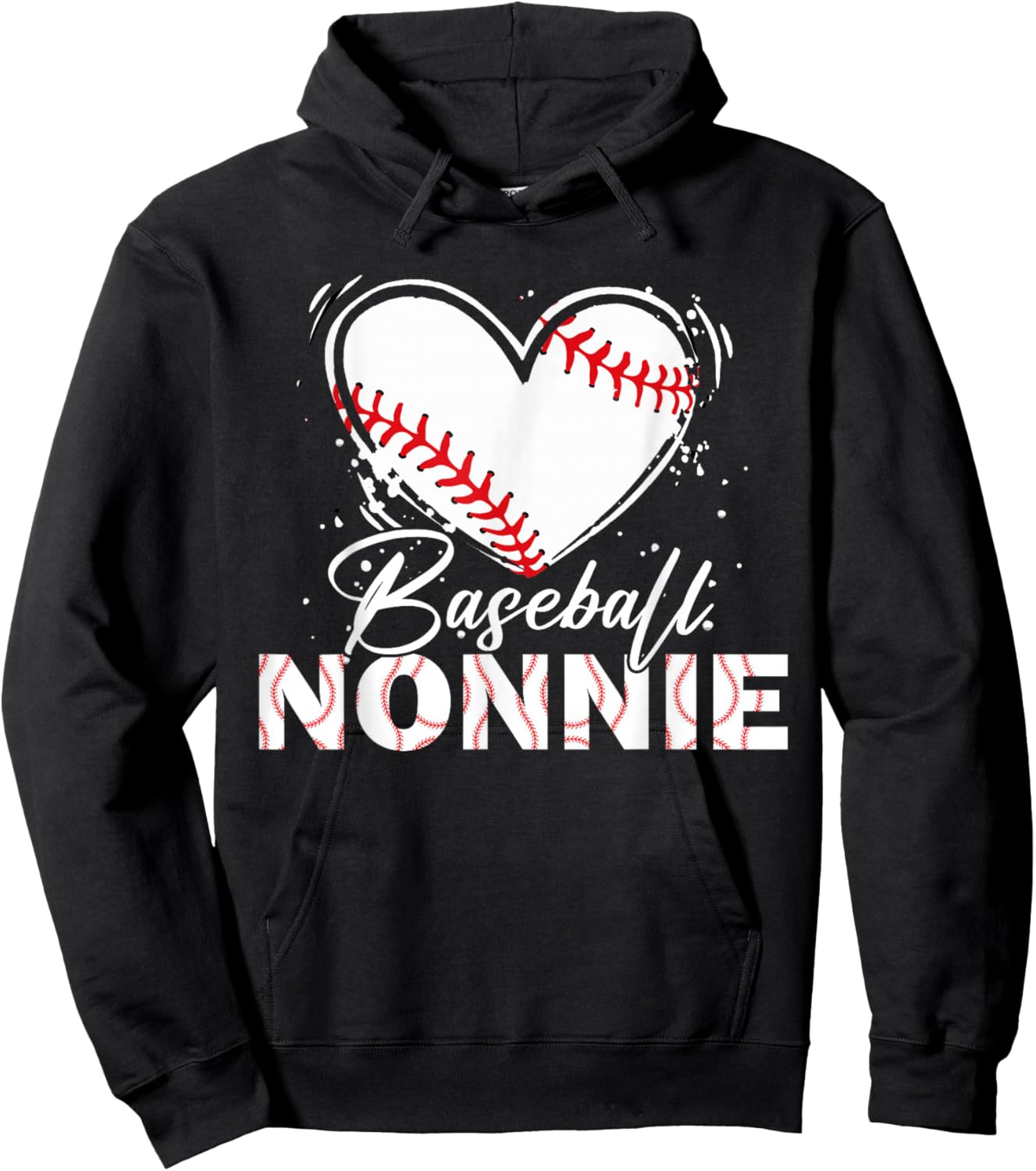 Baseball Nonnie Baseball Heart Hoodie - Hoodie | Black
