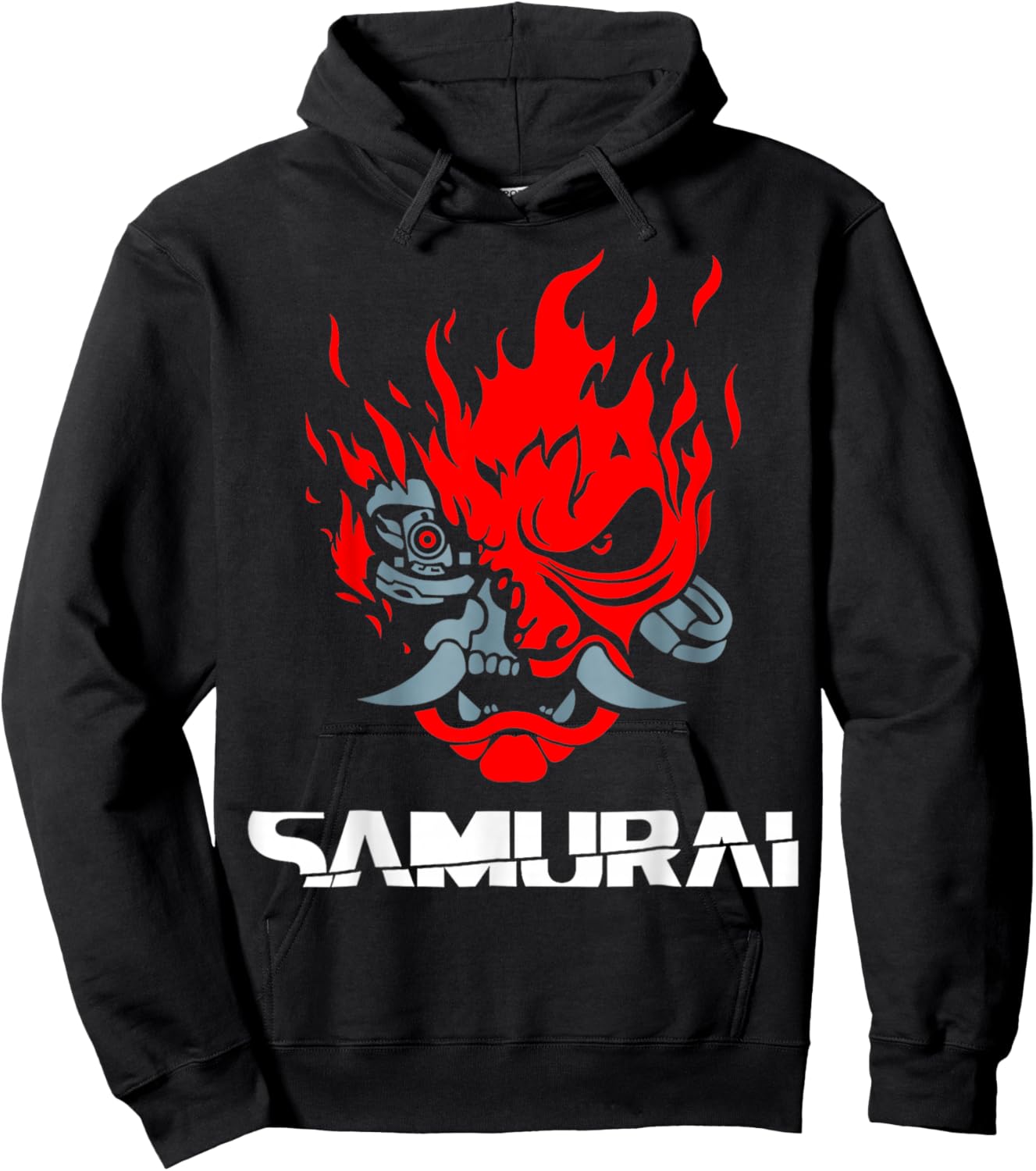 Samurai Japanese Demon Mask Edge Cyber Runners Punk Hoodie - Hoodie | Black