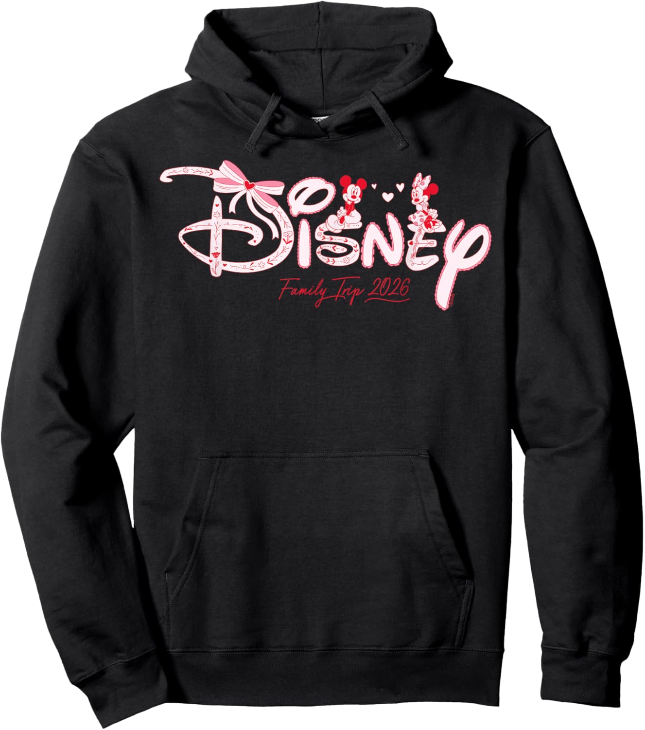 Disney Mickey & Minnie Coquette Valentine's Family Trip 2026 Hoodie - Hoodie | Black