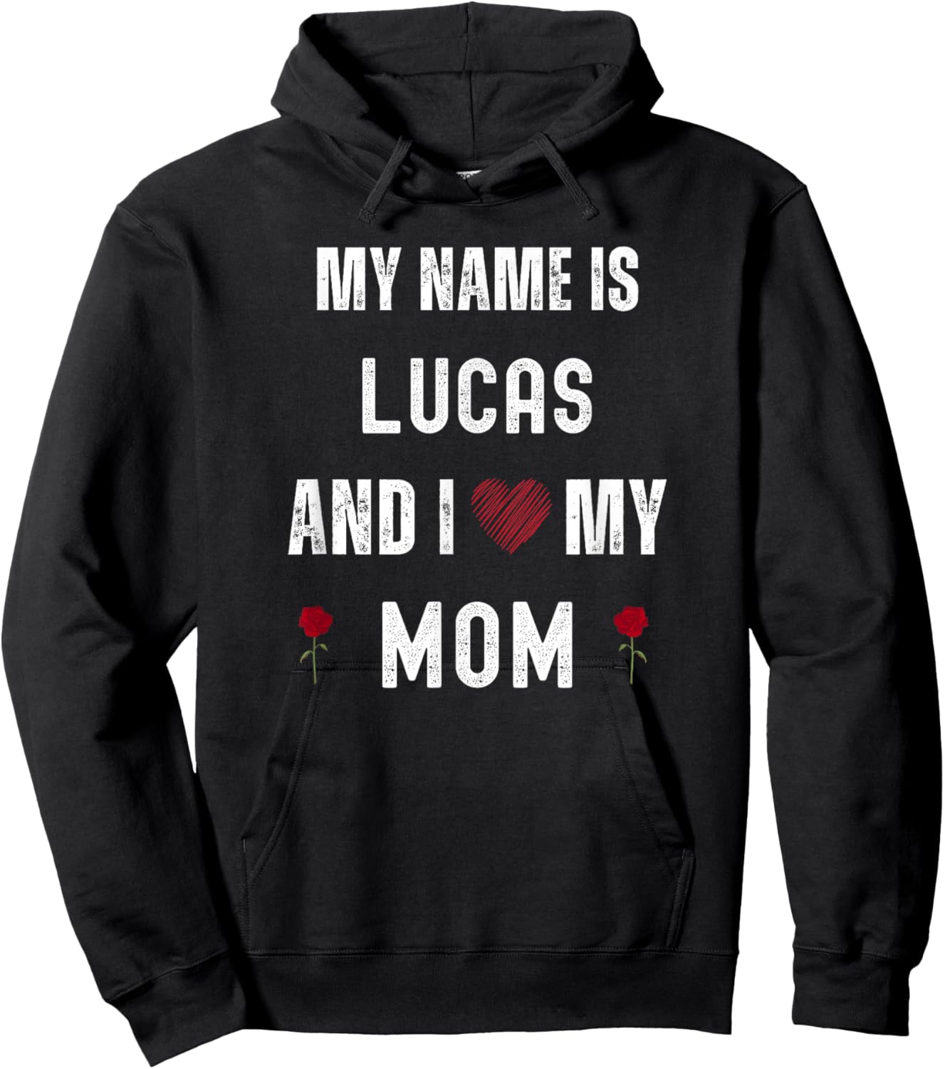 Lucas I Love My Mom Cute Personal Mother's Day Hoodie - Hoodie | Black