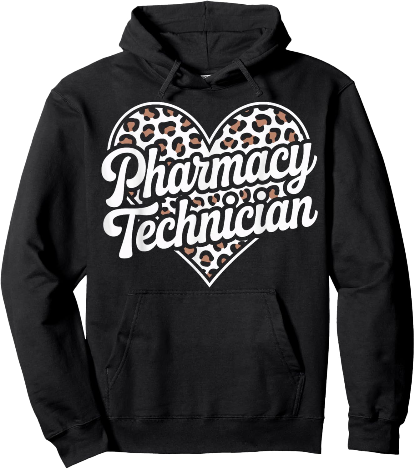 Certified Pharmacy Technician Leopard Heart Hoodie - Hoodie | Black