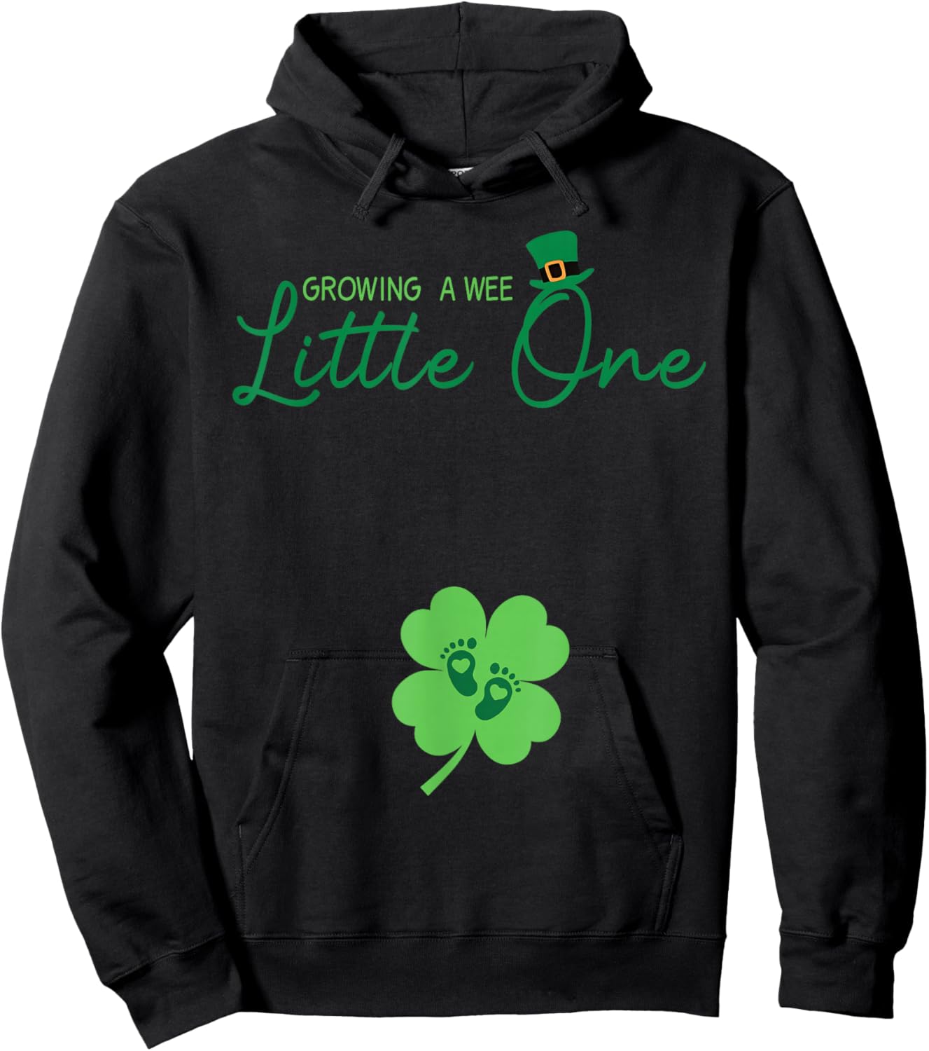 Groovy Growing A Wee Little One Pregnancy St Patricks Day Hoodie - Hoodie | Black