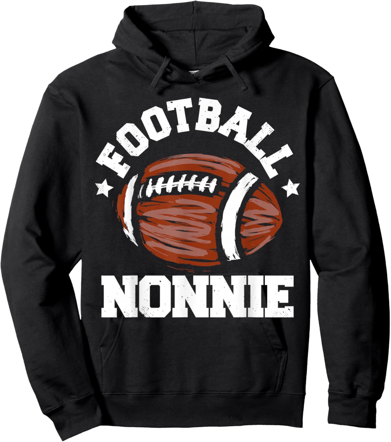 Football Nonnie Distressed Football Proud Nonnie Game Day Hoodie - Hoodie | Black
