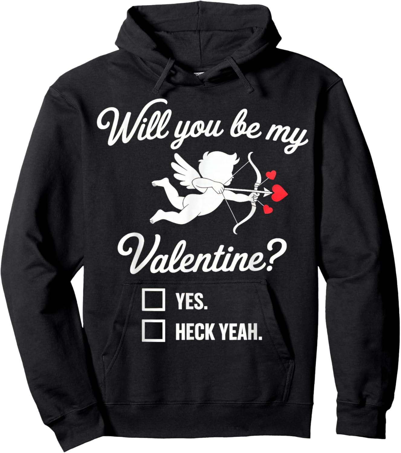 Will You be My Valentine, Heart Cupid Hoodie - Hoodie | Black
