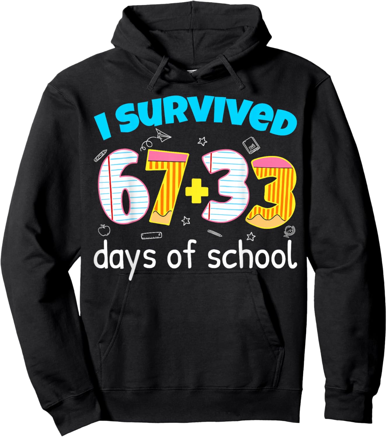 I Survived 67 33 Days of School Teacher Kids 100th Days Hoodie - Hoodie | Black