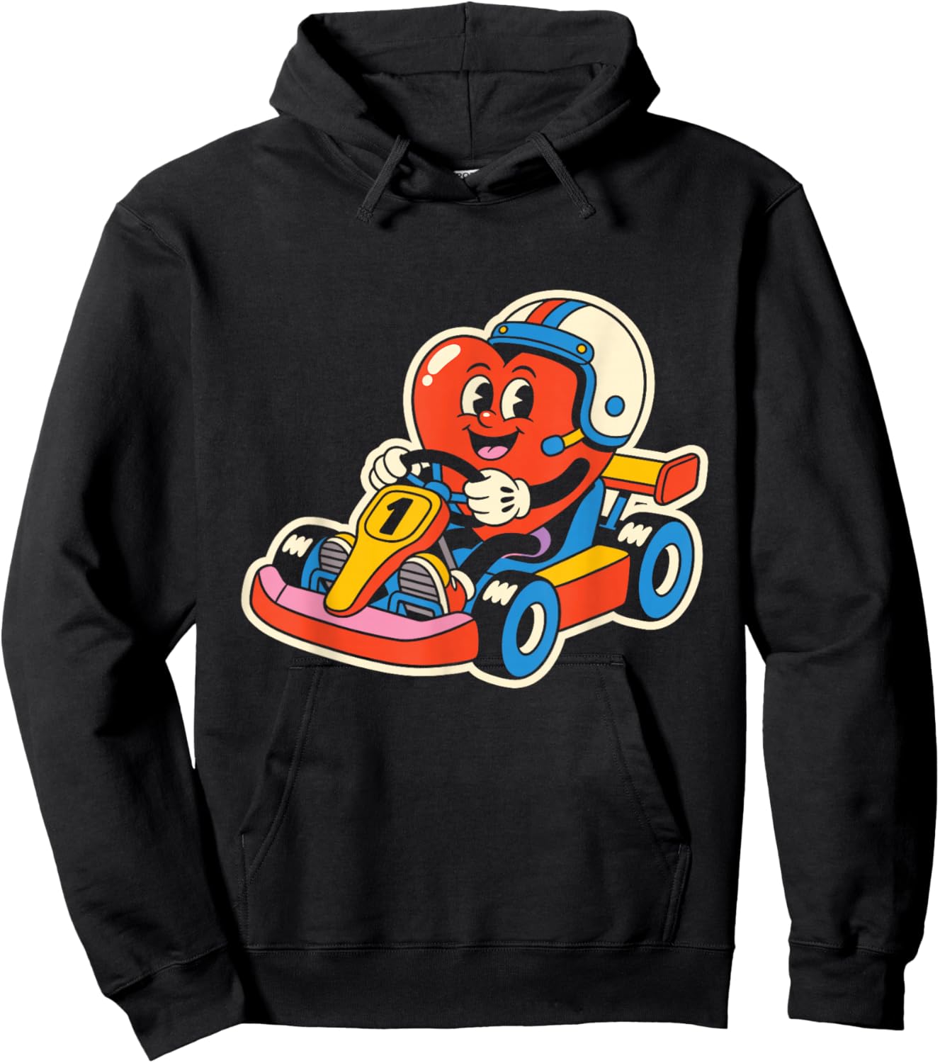 Heart Go Kart Valentines Day Boys Kids Hoodie - Hoodie | Black