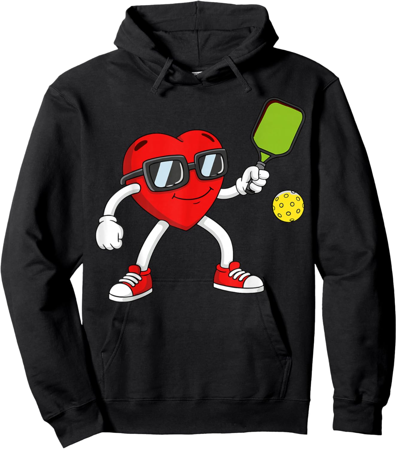 Pickleball Heart Valentine Day Cute Love Hoodie - Hoodie | Black