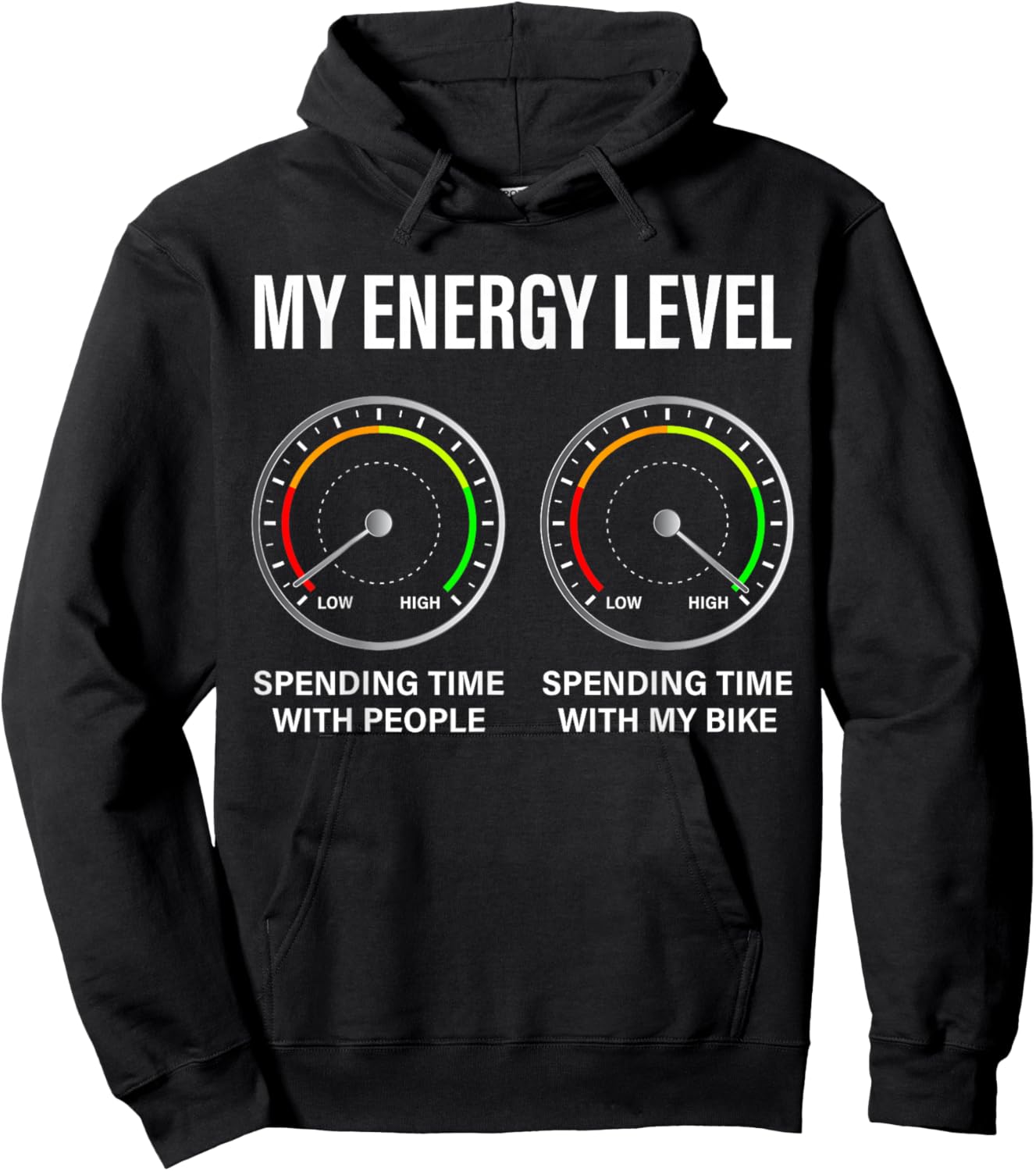 Biker My Energy Level Funny Motorcycle Enthusiast Bike Rider Hoodie - Hoodie | Black