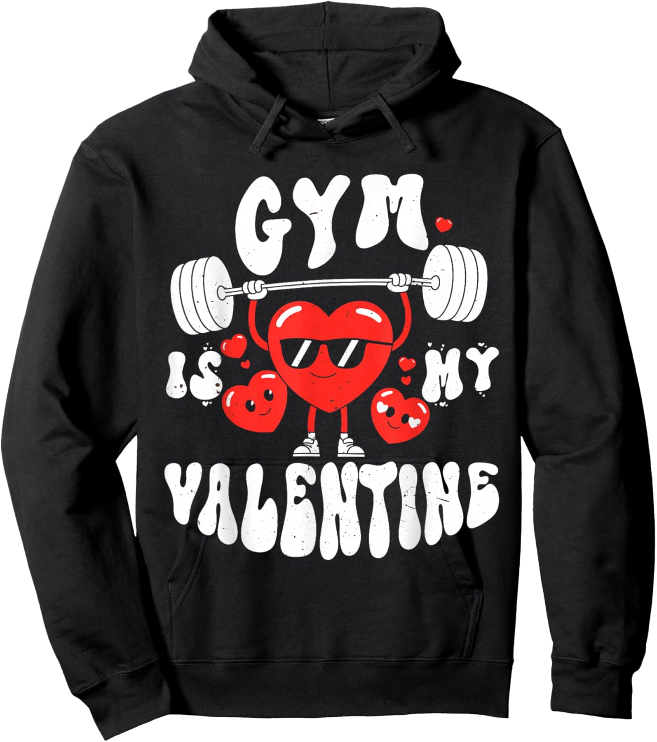 Gym is My Valentine Funny Fitness Heart Design Hoodie - Hoodie | Black
