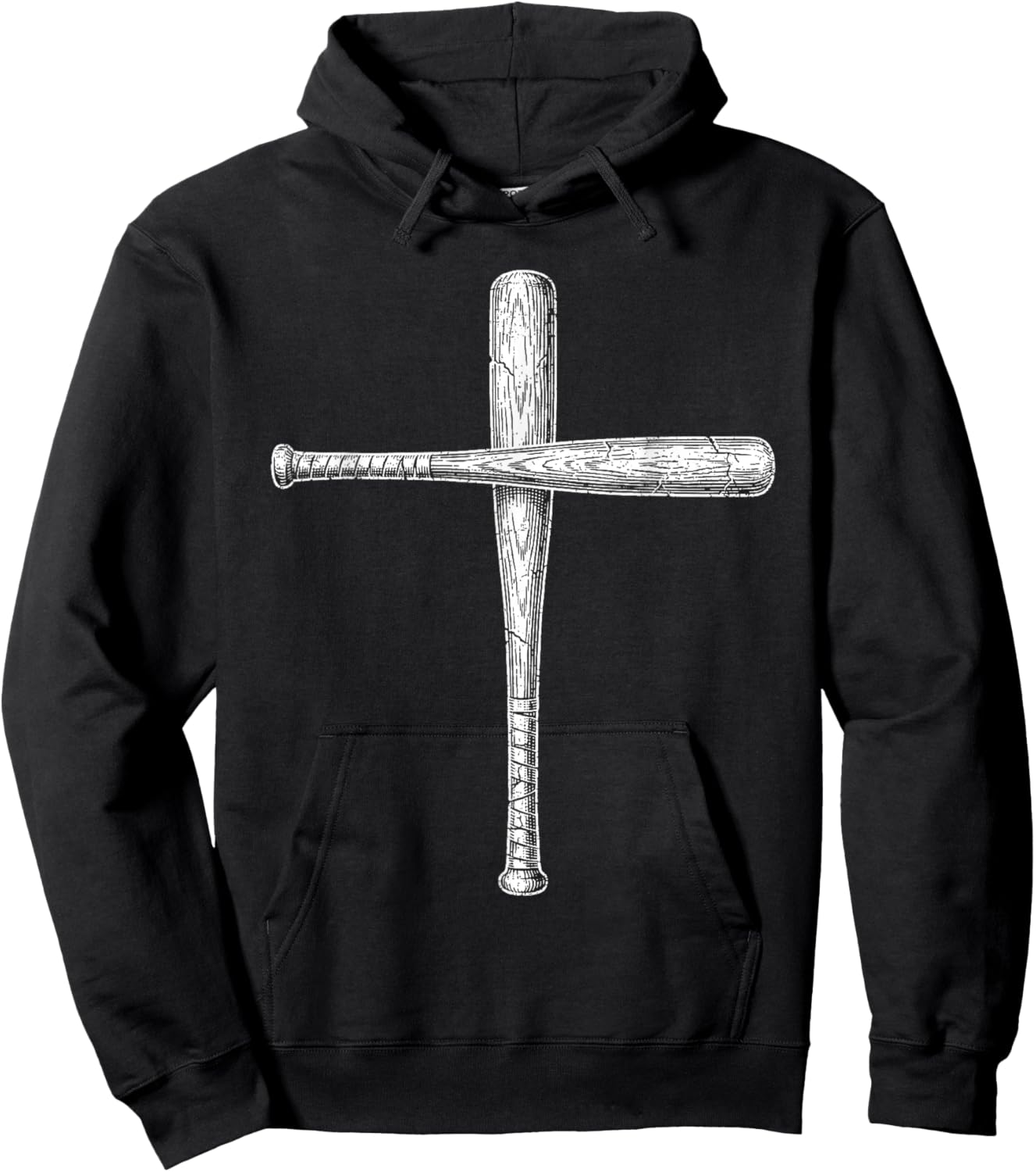 Cross Subtle Minimalist Christian Baseball Bats Faith Sports Hoodie - Hoodie | Black