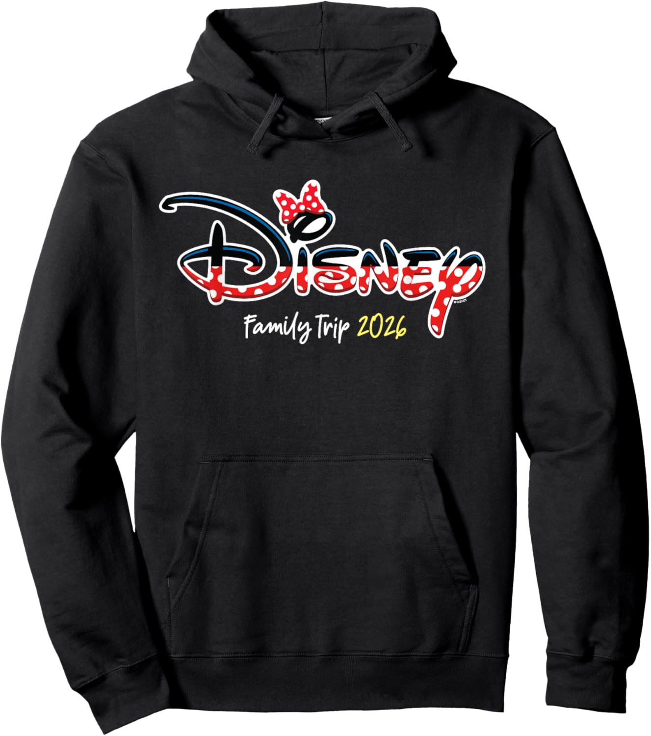 Disney Minnie Mouse Script Logo Family Trip 2026 Vacation Hoodie - Hoodie | Black