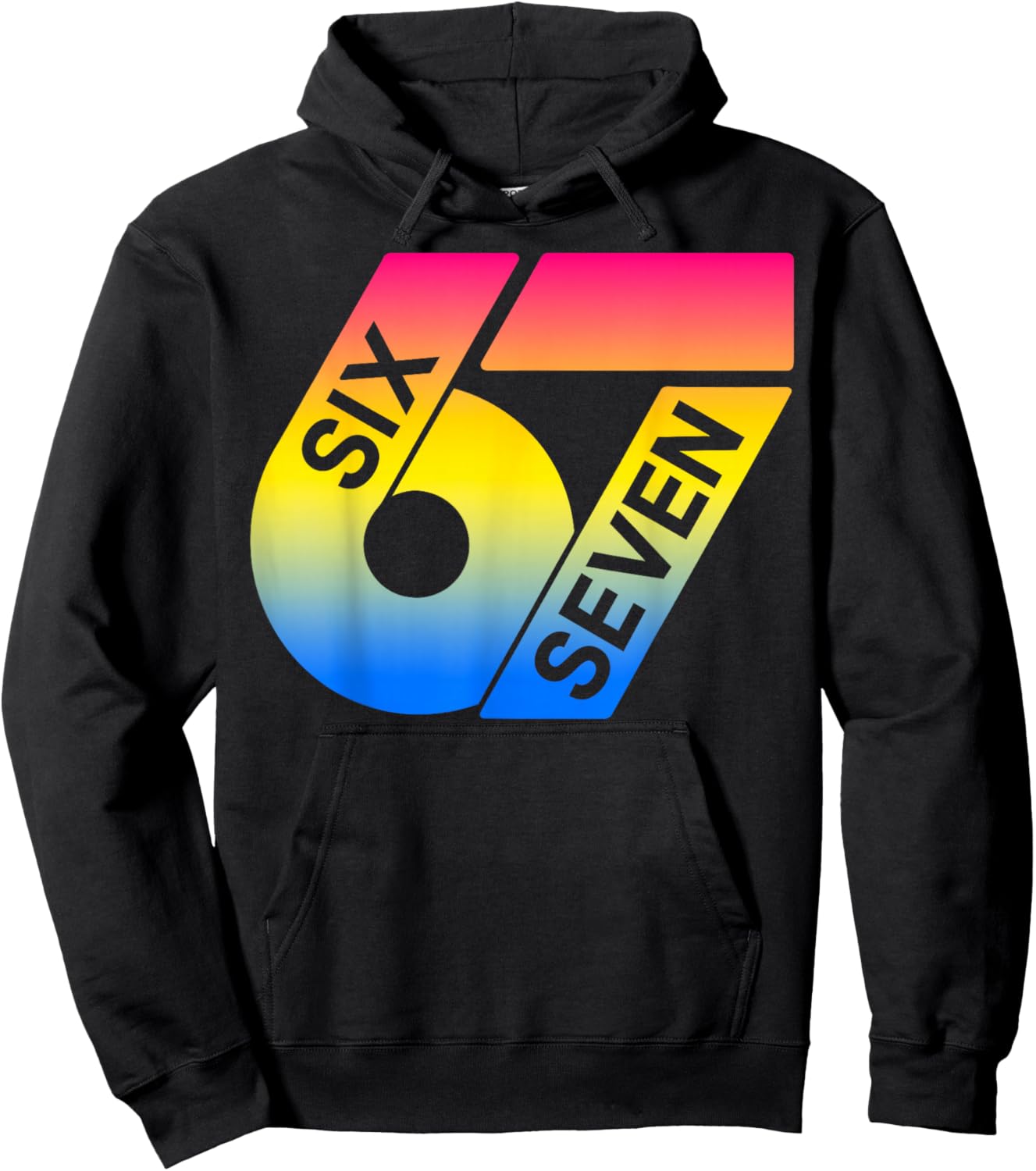 Six Seven 67 Colorful 6 7 Gen Alpha Slang Funny 6-7 Meme Hoodie - Hoodie | Black