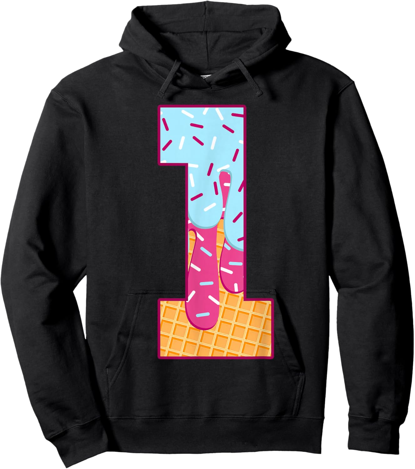 Number 1 Ice Cream Drip Matching Numbers Costume Meme Hoodie - Hoodie | Black
