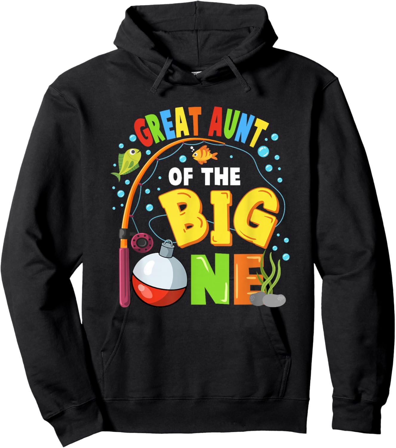 Great Aunt of The Big One Fishing Birthday Boy Family Party Hoodie - Hoodie | Black