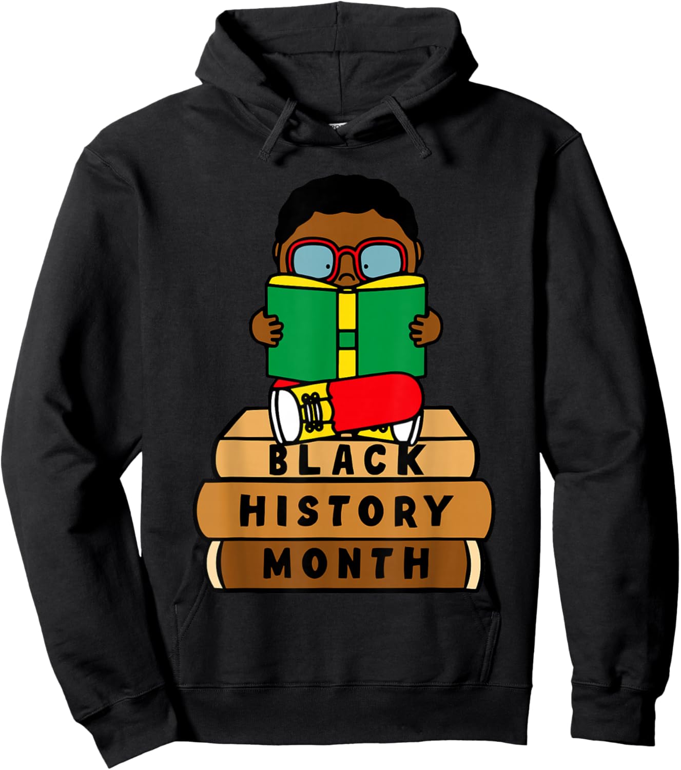 Black Boy Kid Reading Book Black History Month Bookworm Hoodie - Hoodie | Black