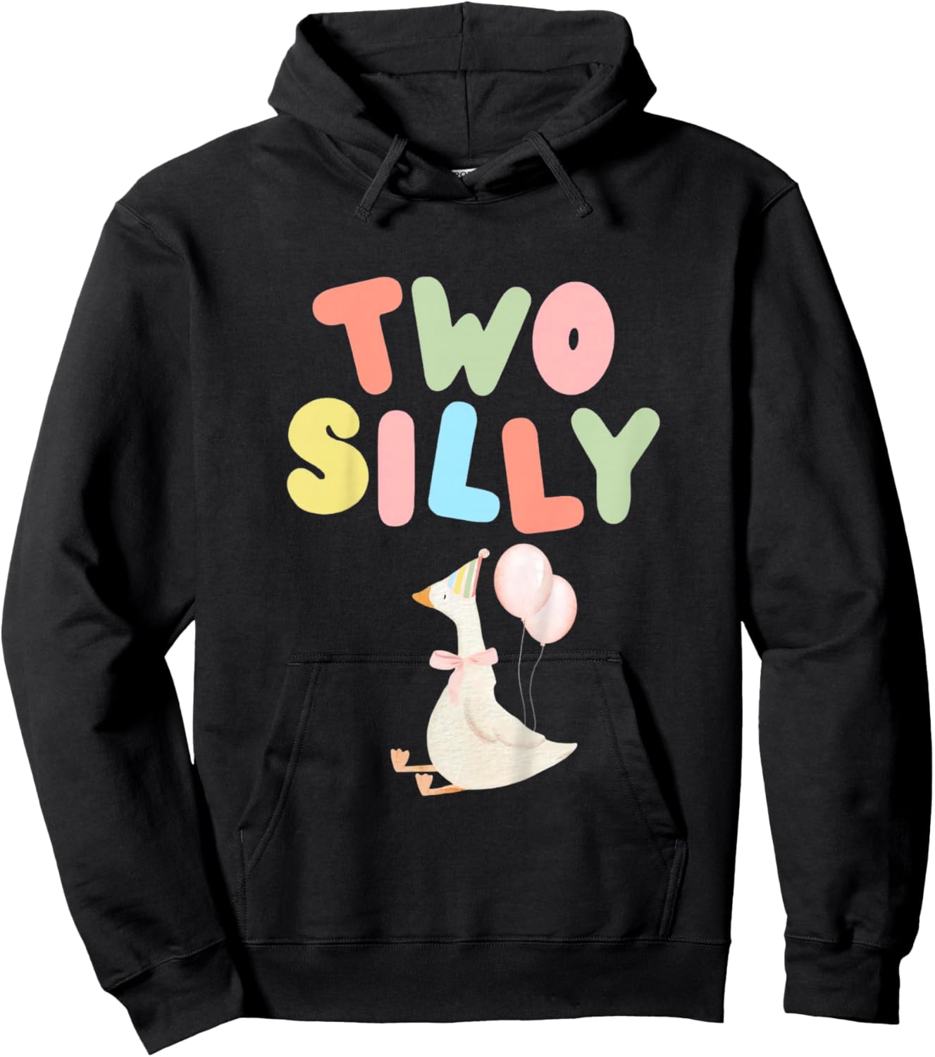 Two Silly 2nd Birthday Goose 2 Year Old Girl Second Bday Hoodie - Hoodie | Black