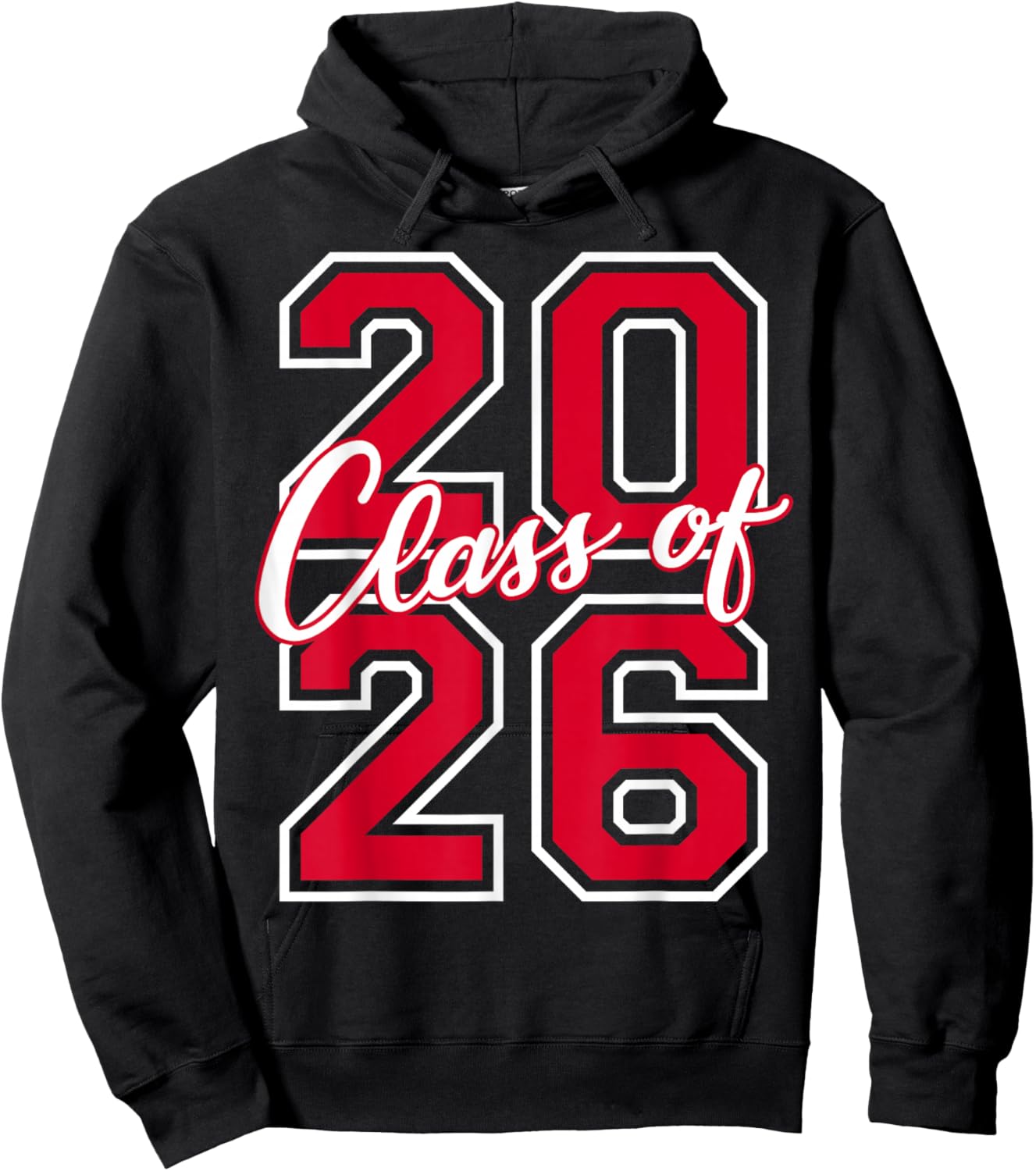 Class of 2026 Graduation Red with White Varsity Letters Hoodie - Hoodie | Black