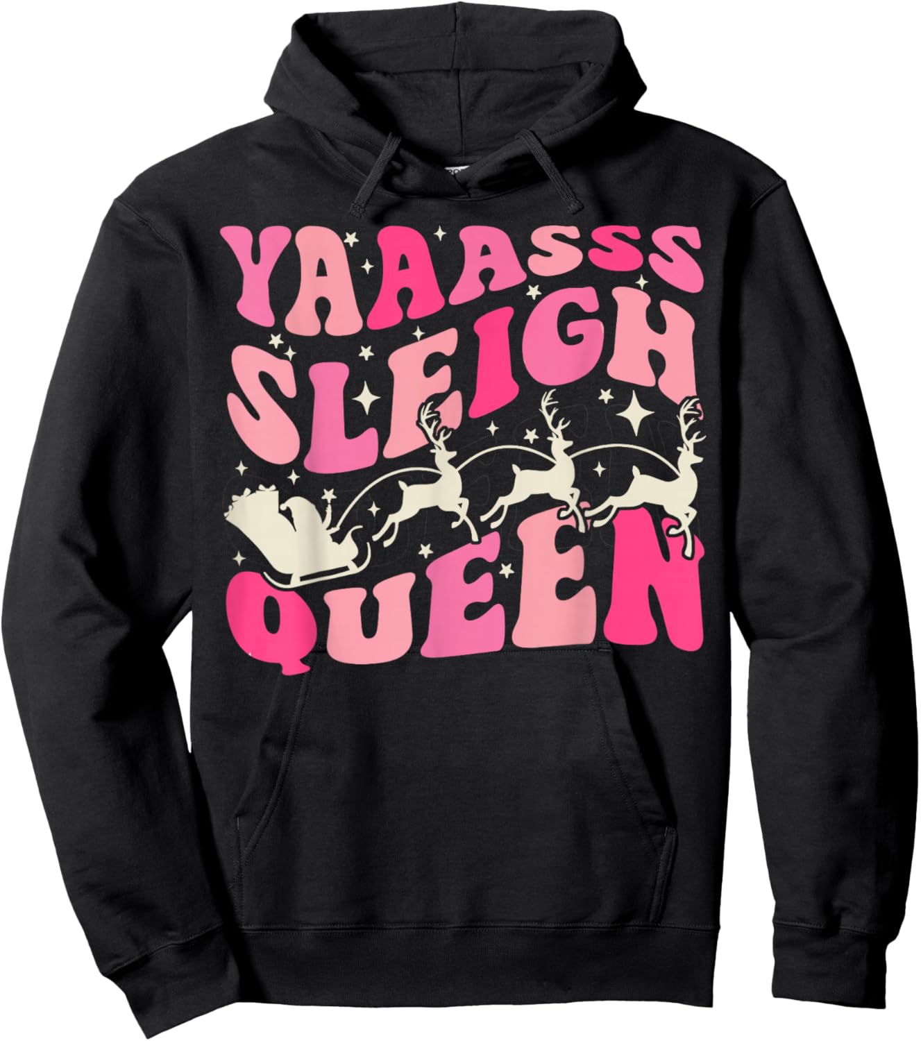 Yaaasss Sleigh Queen Sleigh Girl Matching Christmas Hoodie - Hoodie | Black