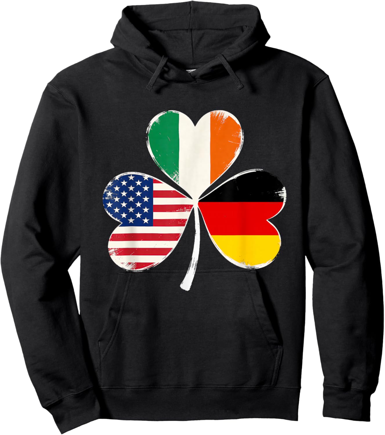 Irish American German Flag Shamrock St Patricks Day Lucky Hoodie - Hoodie | Black