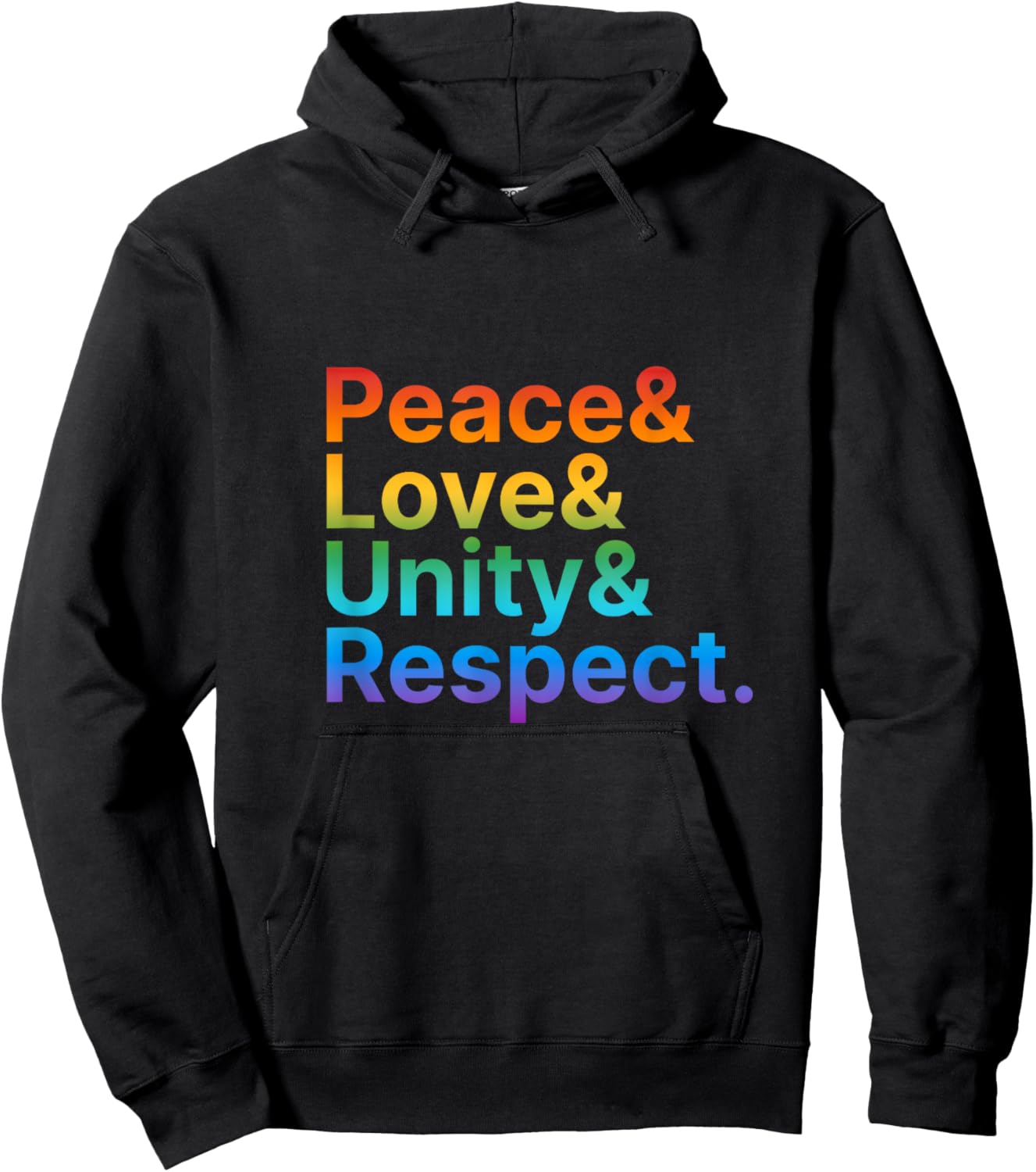 Peace Love Unity Respect Rainbow Plur Hoodie - Hoodie | Black