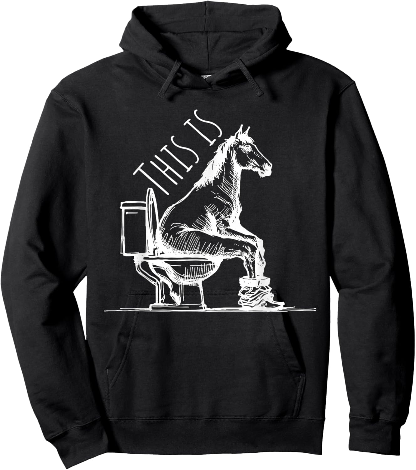 Funny Horse on Toilet Joke Minimal Equestrian Farm Hoodie - Hoodie | Black