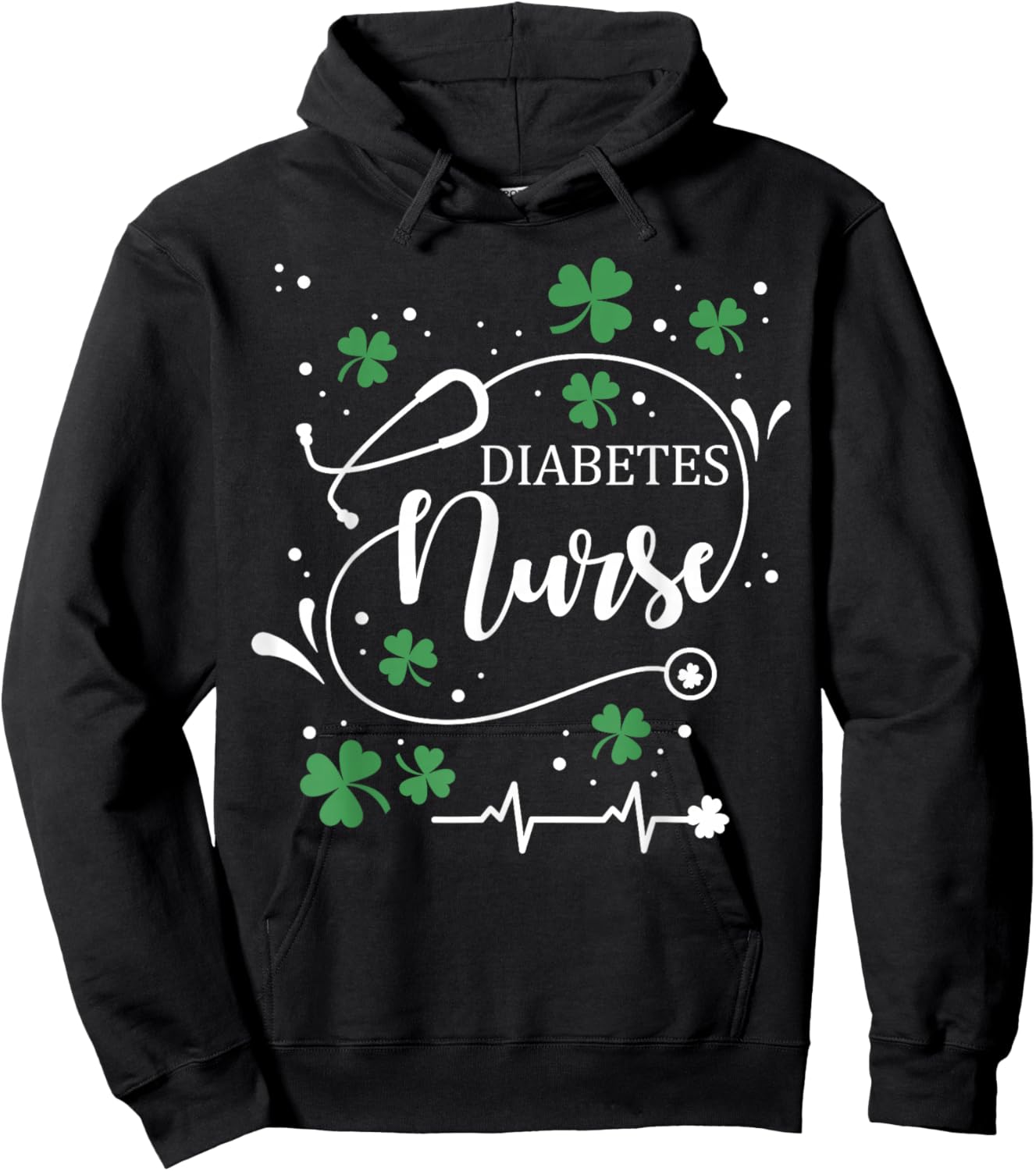 St Patrick's Day Diabetes Nurse Irish Shamrock St Paddy Hoodie - Hoodie | Black