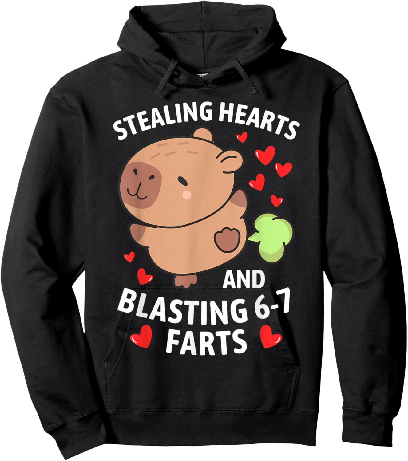 67 Meme Stealing Hearts Valentine's Day Capybara Kids Boys Hoodie - Hoodie | Black
