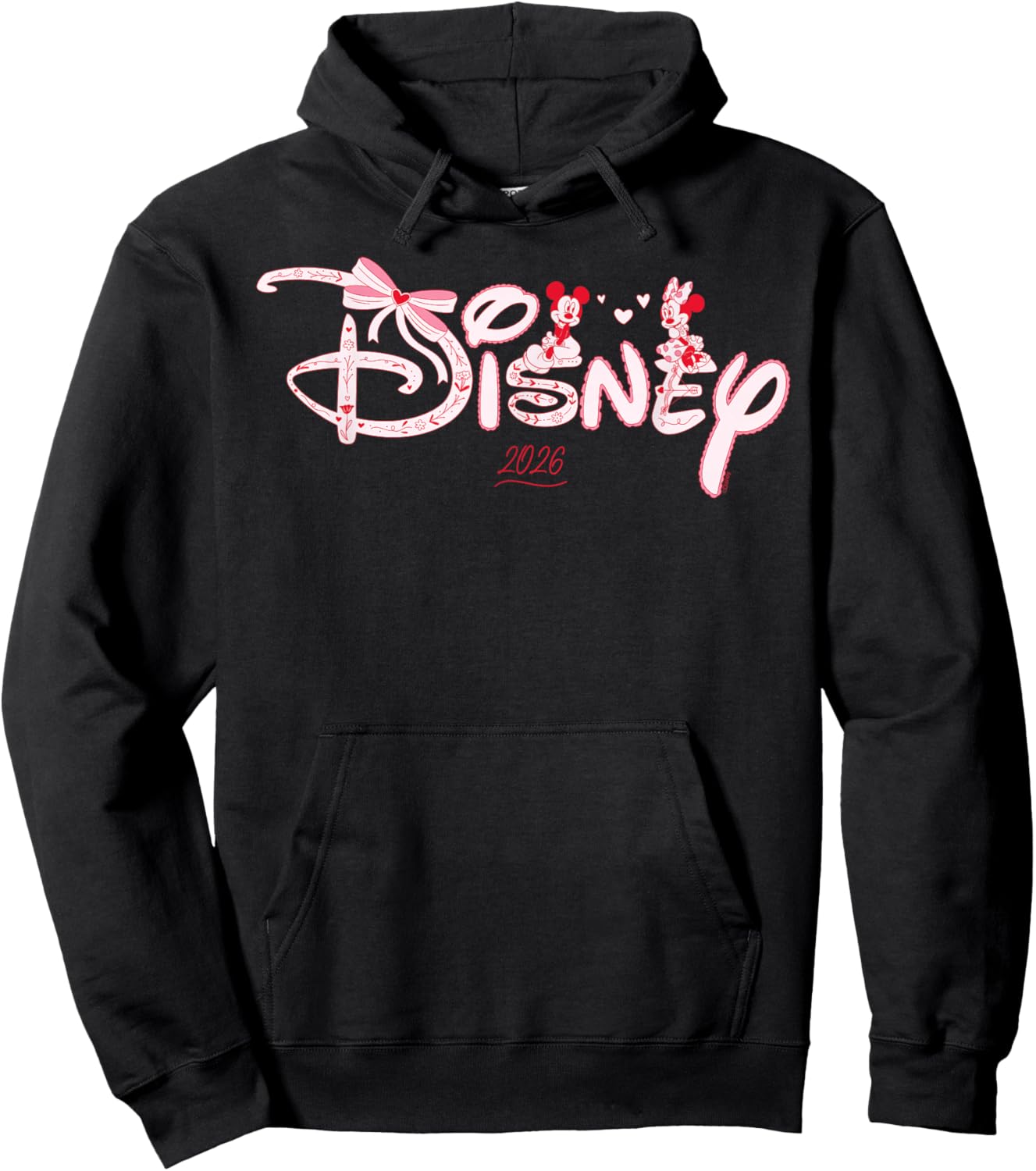 Disney Mickey & Minnie Coquette Valentine's Day 2026 Trip Hoodie - Hoodie | Black