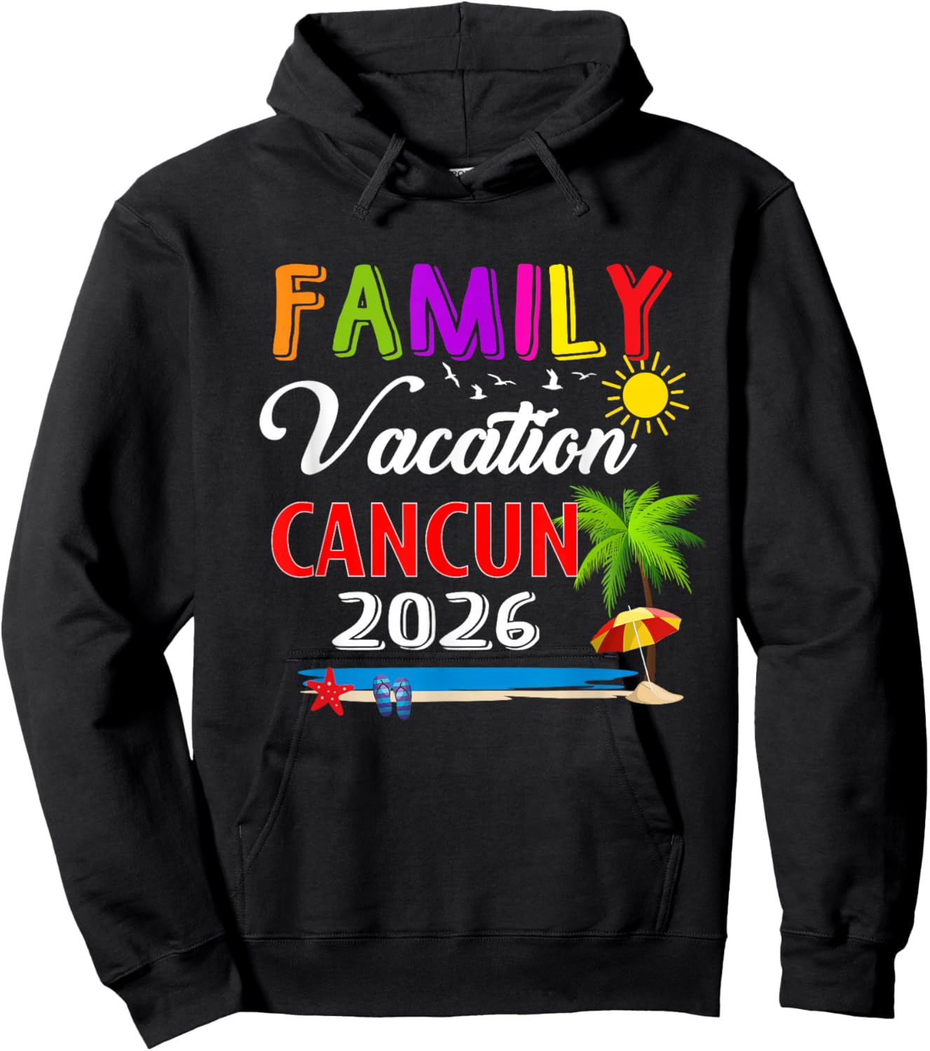 Family Vacation Cancun 2026 Summer Beach Matching Trip Hoodie - Hoodie | Black