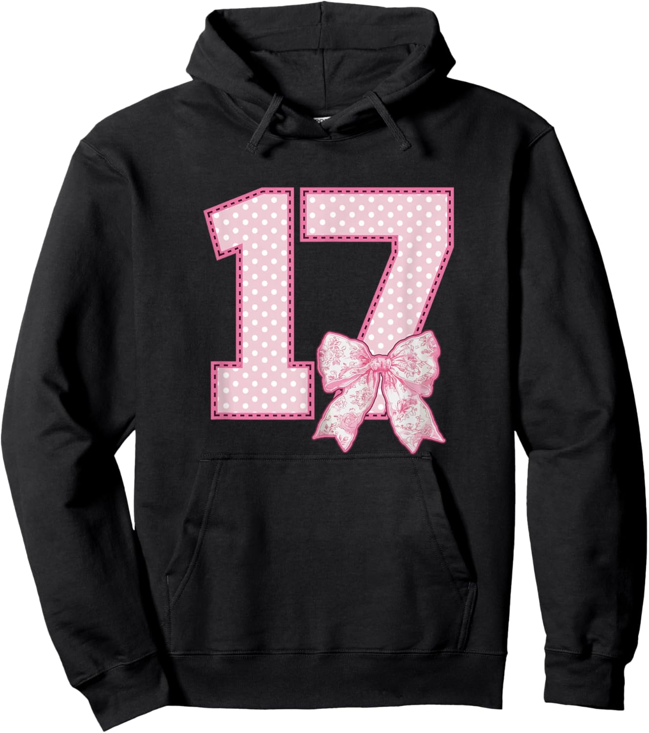 17th Birthday Shirt Girls Coquette Bow 17 Year Old Birthday Hoodie - Hoodie | Black