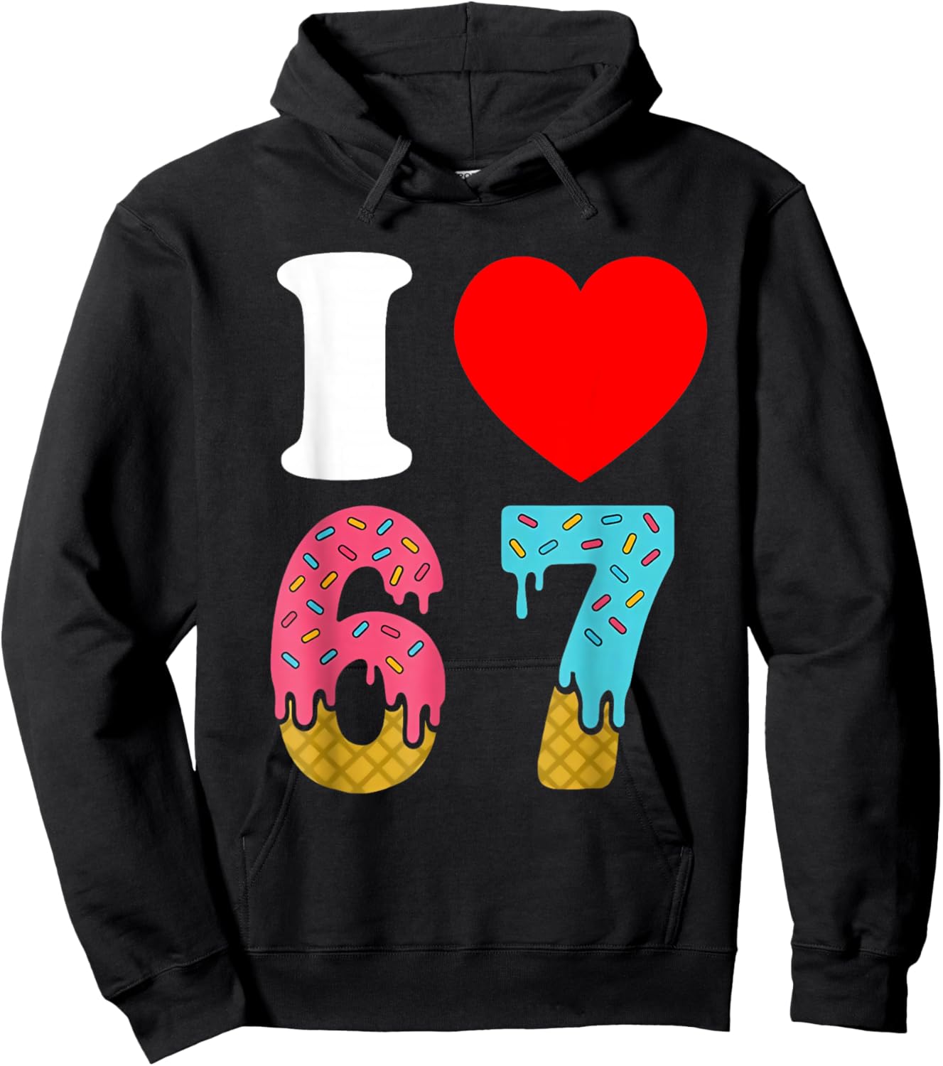 Number 67 I Love Six Seven Classic 6 7 67 Meme Couple Hoodie - Hoodie | Black