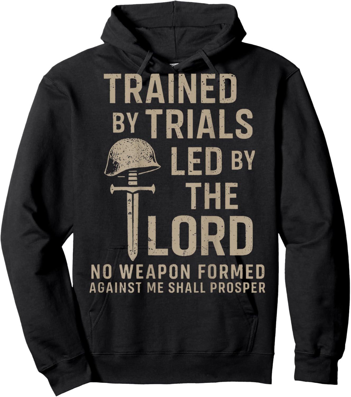 Trained by Trials Led by The Lord (on Back) Hoodie - Hoodie | Black