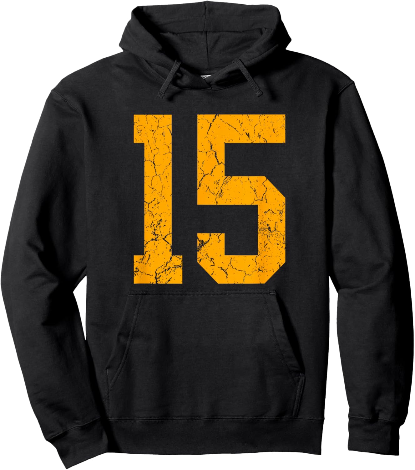 Distressed Orange Number 15 Jersey Player Uniform #15 Hoodie - Hoodie | Black