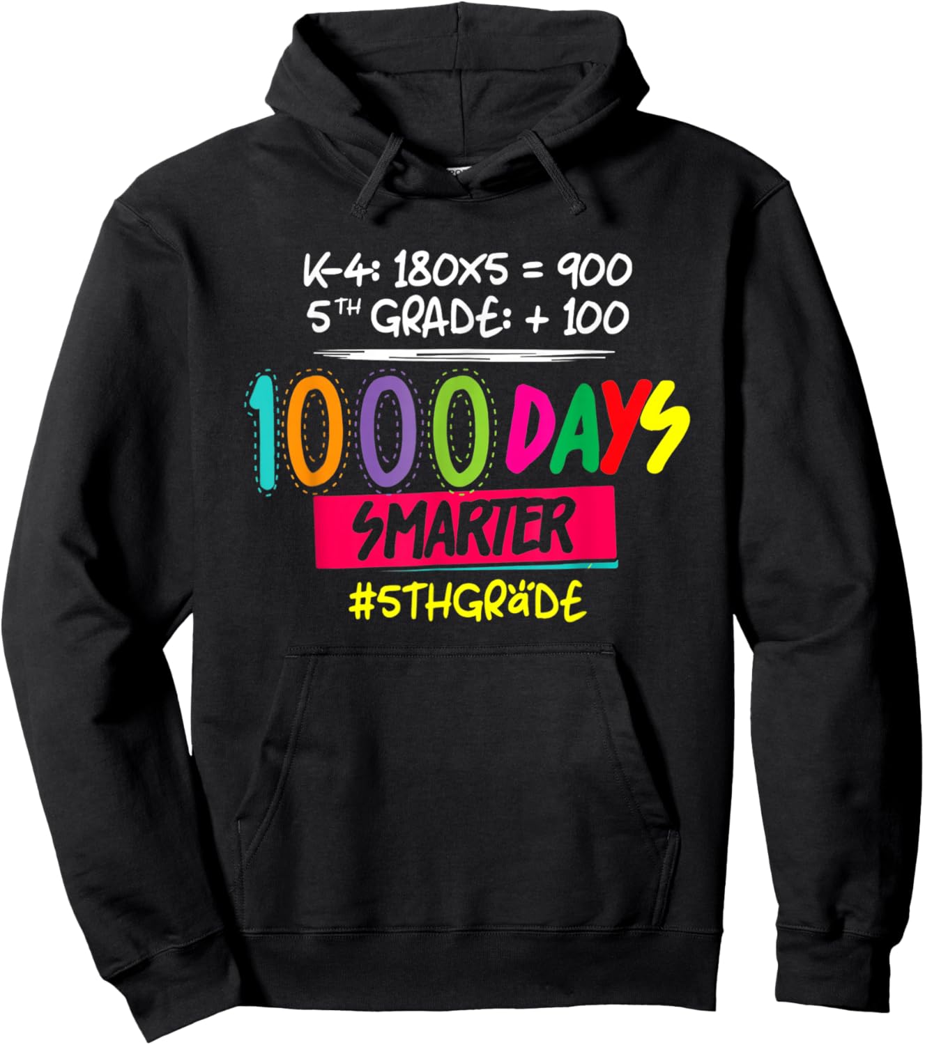 1000 Days Smarter Fifth 5th Grade Teacher Student 100th Day Hoodie - Hoodie | Black