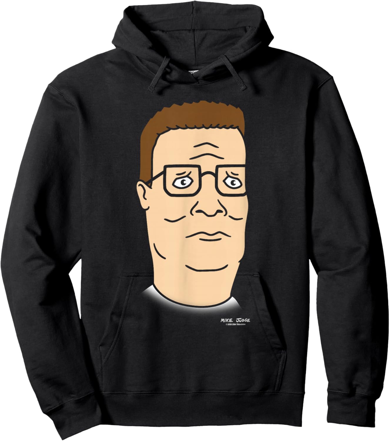 King of The Hill Hank Hill Oversized Portrait Retro Cartoon Hoodie - Hoodie | Black