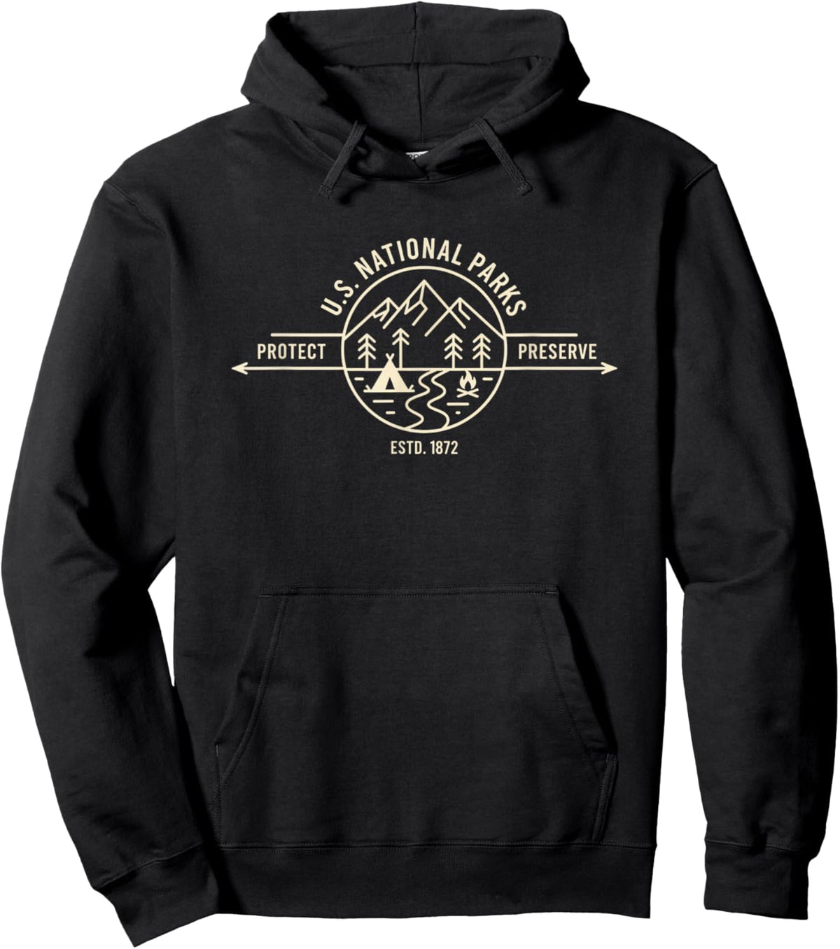 U.s. National Parks Protect Preserve Estd 1872 Camping Logo Hoodie - Hoodie | Black