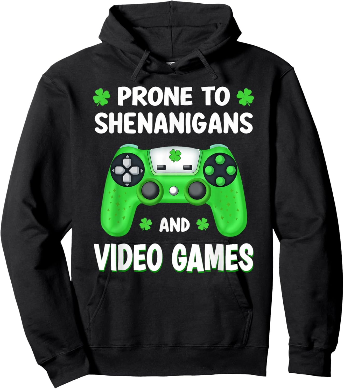 St Patricks Day Shamrock Gamer Shenanigans Irish Boys Men Hoodie - Hoodie | Black