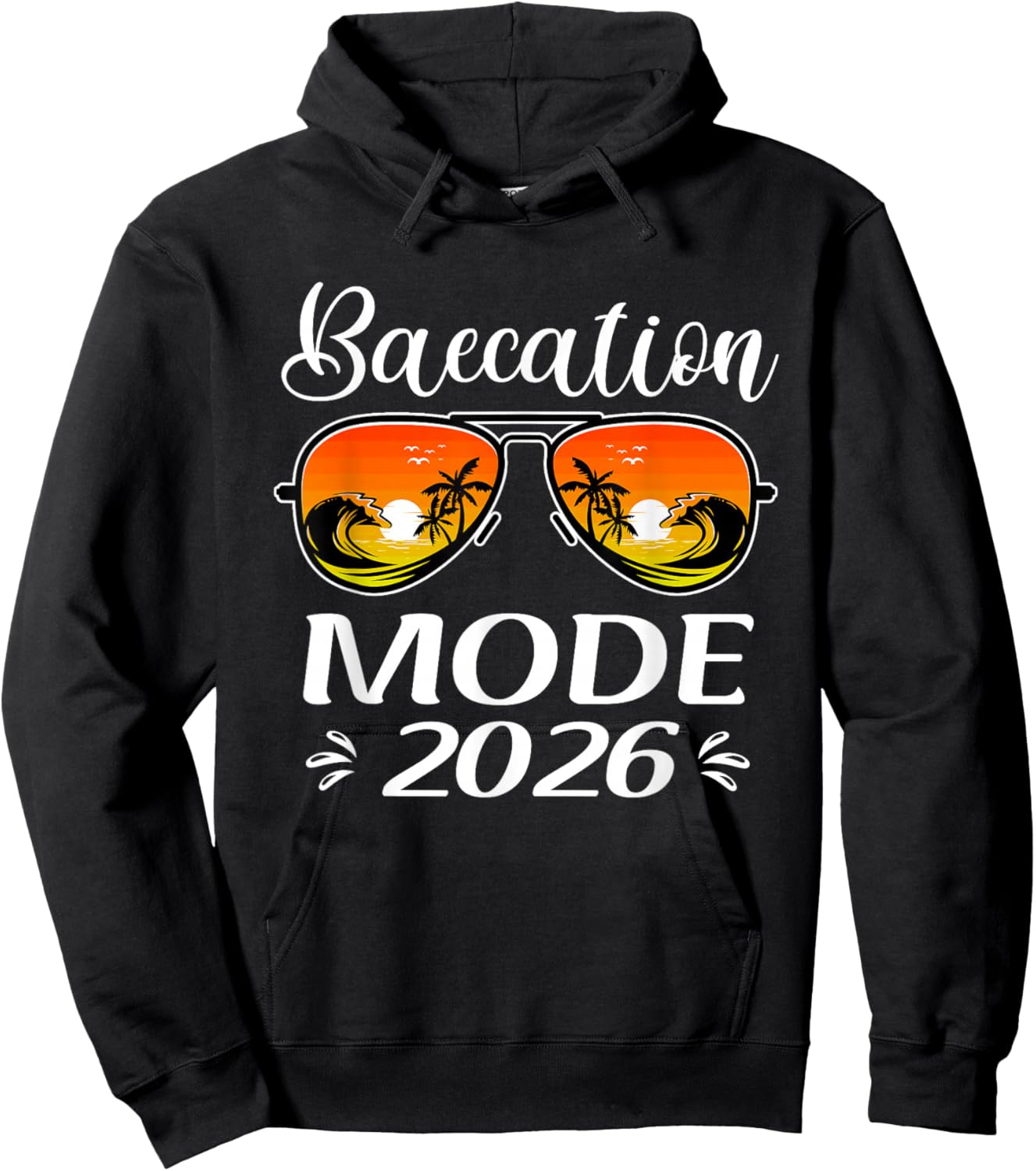 Baecation Mode 2026 Matching Couples Trip Beach Vacation Hoodie - Hoodie | Black