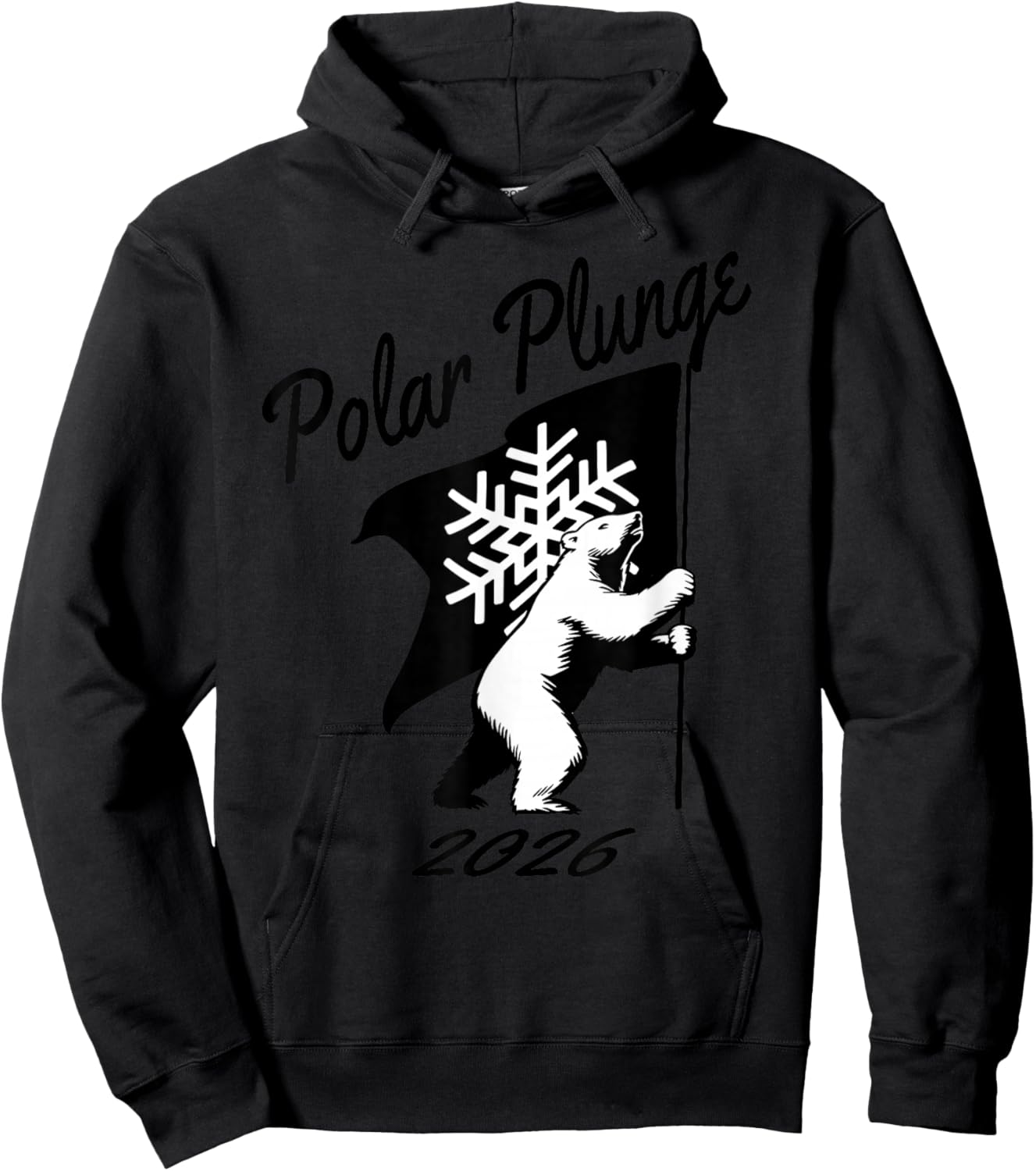 Polar Plunge 2026 Polar Bear Snowflake Flag Artwork Hoodie - Hoodie | Black