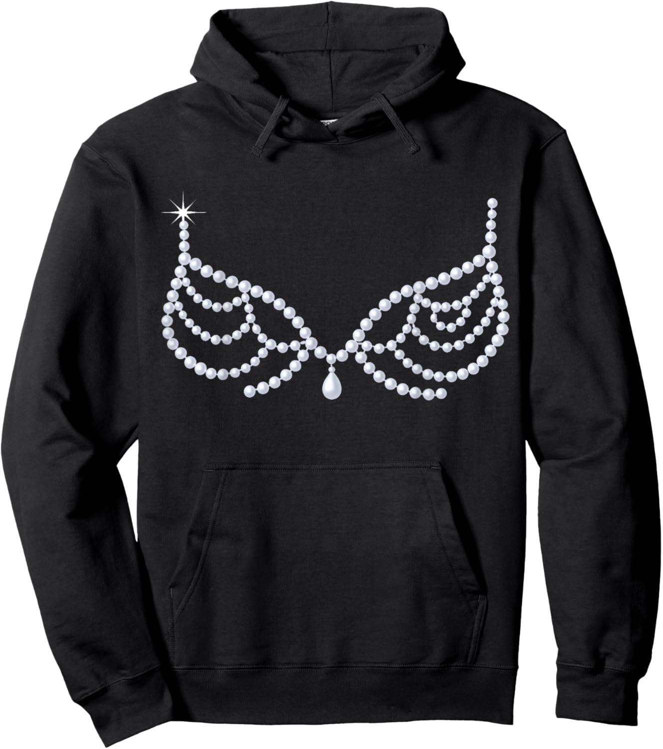 Crystal Bra Showgirl Halloween Lazy Costume Hoodie - Hoodie | Black