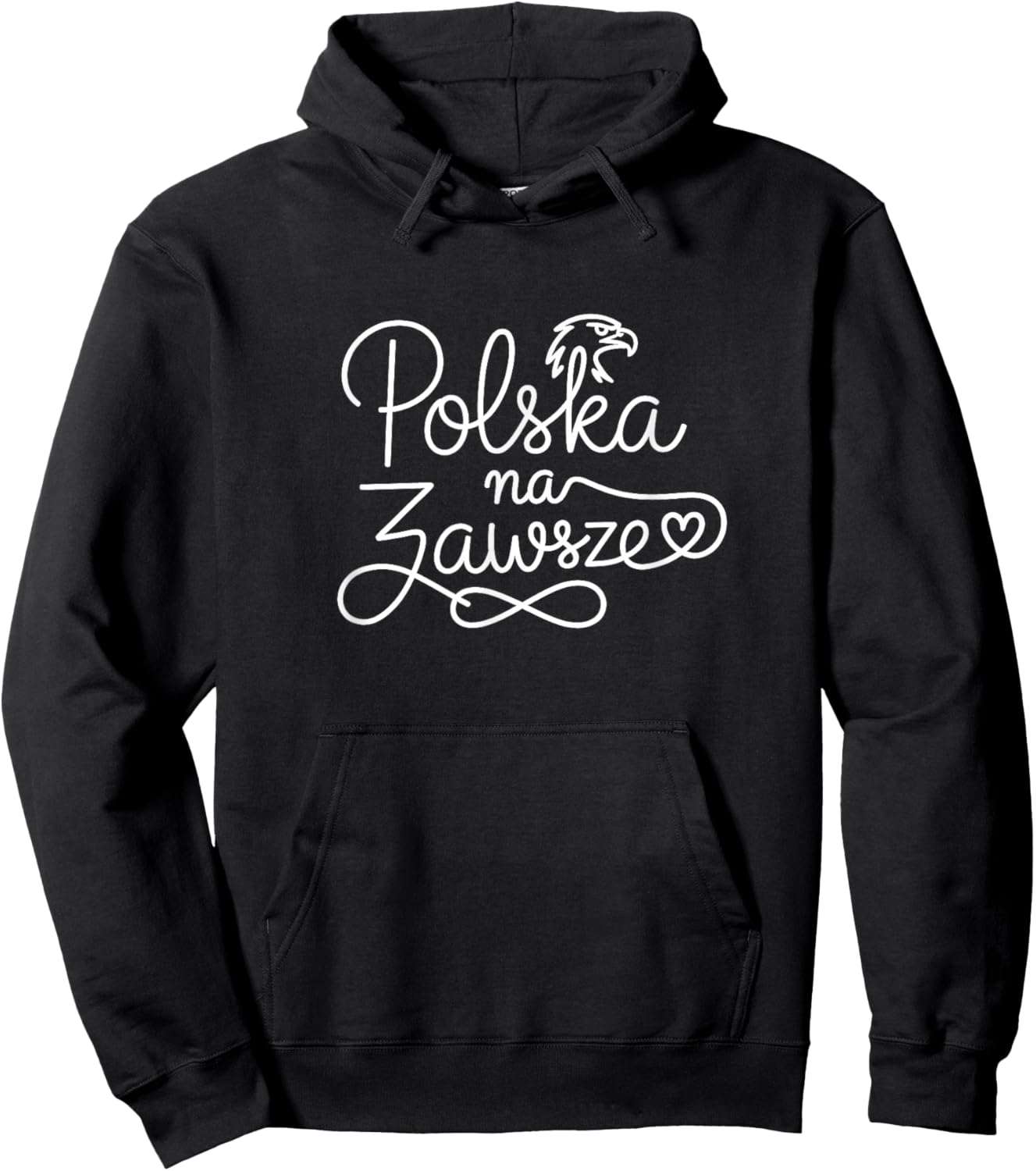 Poland is Forever - Polish Patriotic Heart Line Art Hoodie - Hoodie | Black