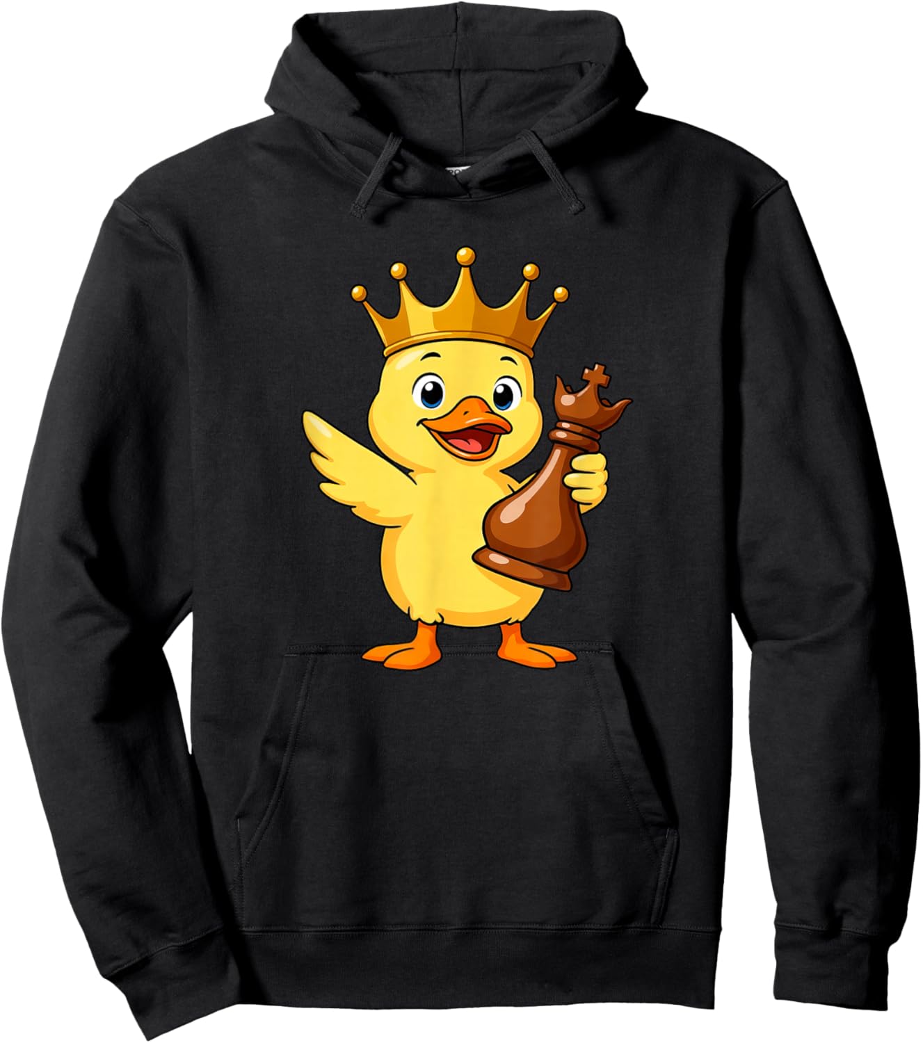 Funny Cartoon Duck Chess and King Character Hoodie - Hoodie | Black