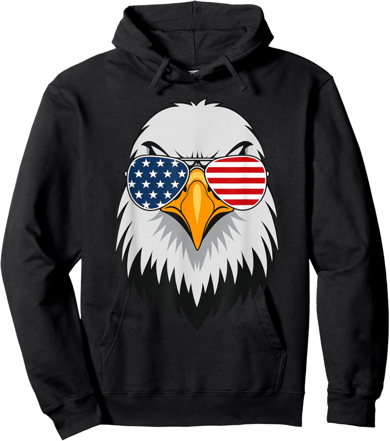 Eagle Animal Graphic with USA Sunglasses Hoodie - Hoodie | Black