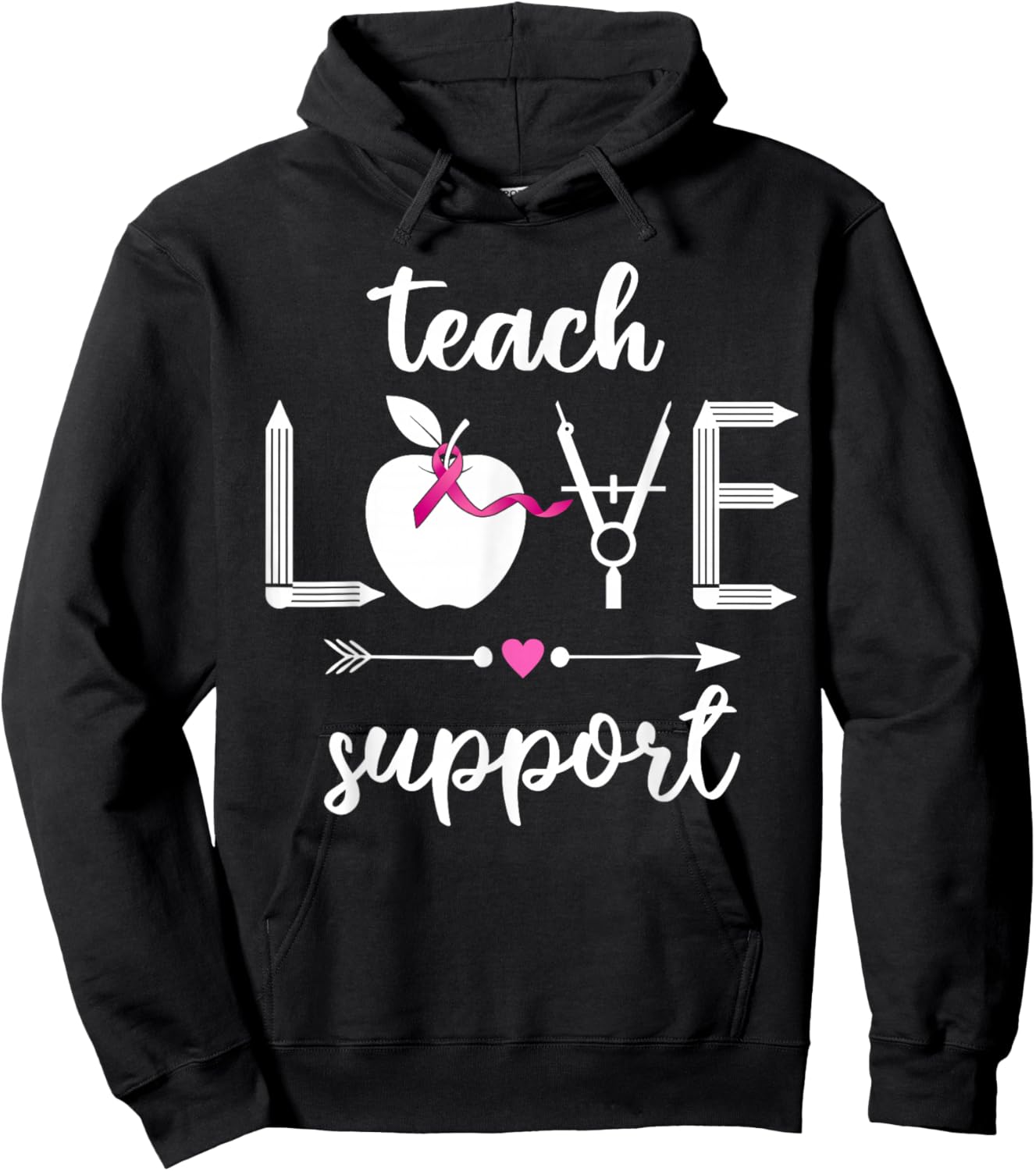 Math Teacher Breast Cancer Awareness Men Women Hoodie - Hoodie | Black