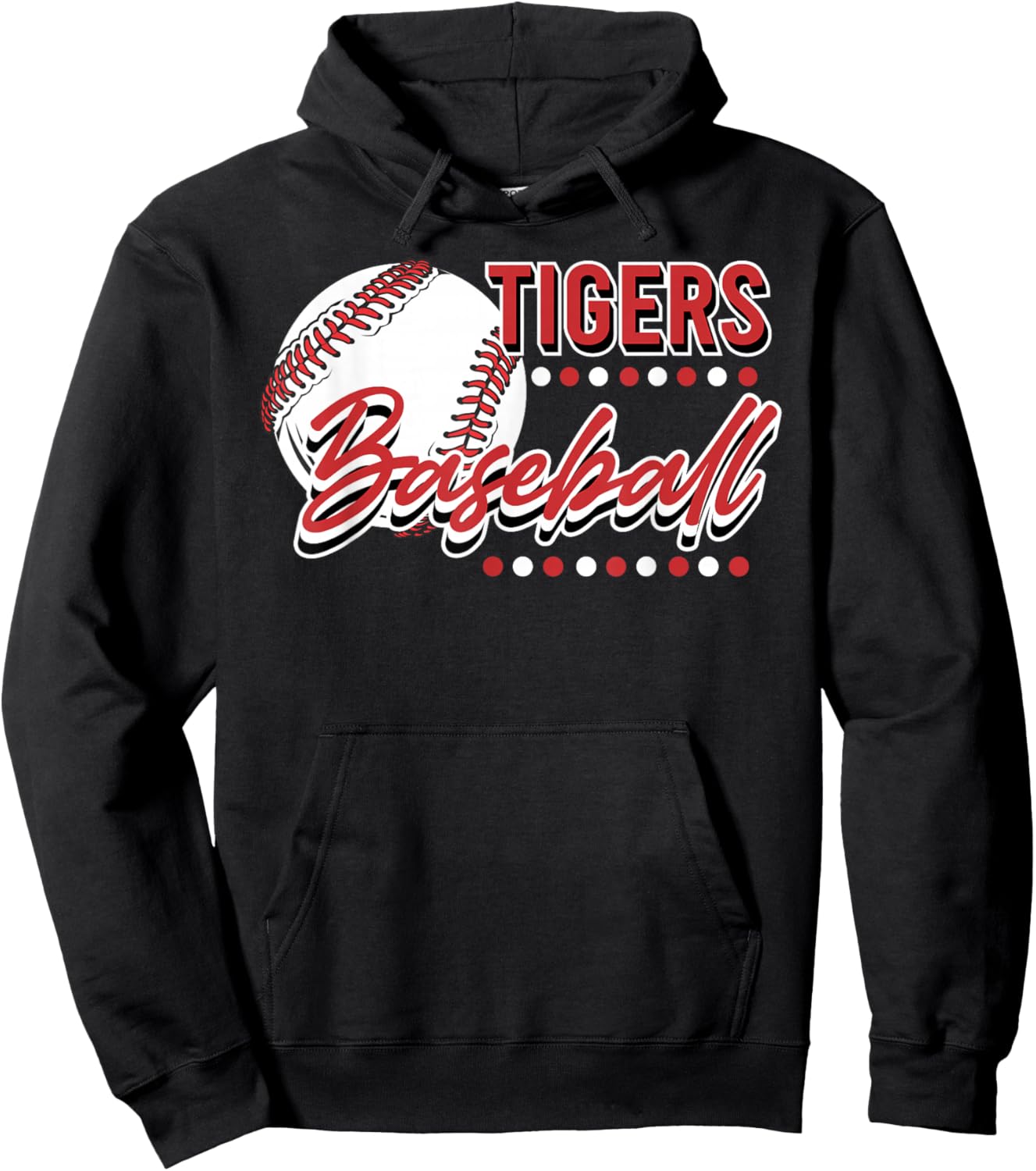 Tigers Baseball Mom Game Day School Spirit Red Tiger Pride Hoodie - Hoodie | Black