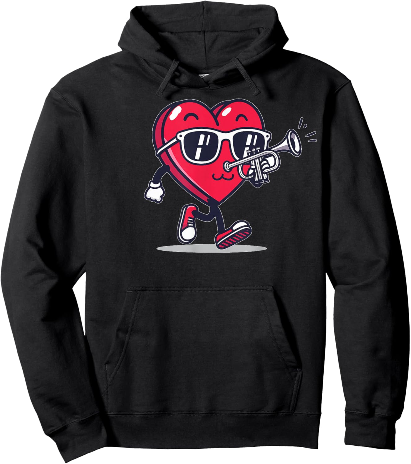 Trumpet Heart Player Trumpetist Valentine's Day Sunglasses Hoodie - Hoodie | Black