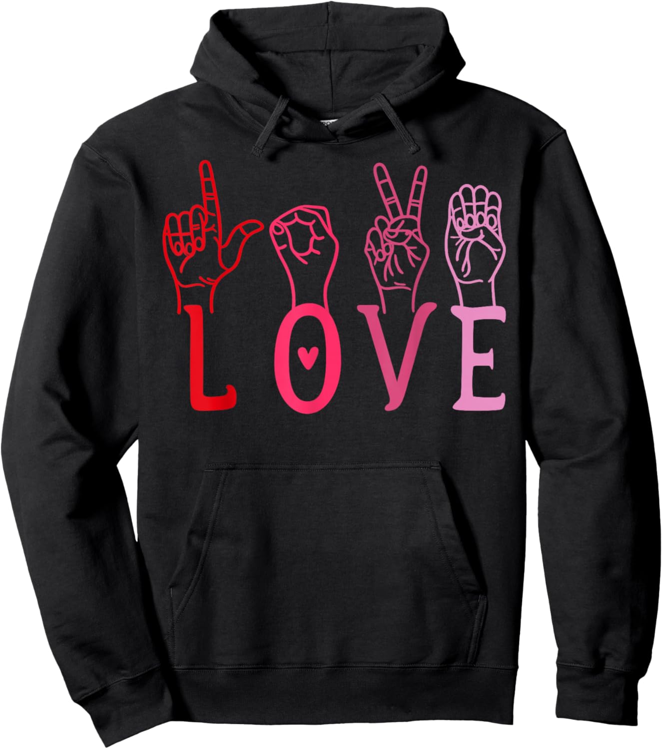 Love ASL Hand Sign Valentine Vintage Design Hoodie - Hoodie | Black