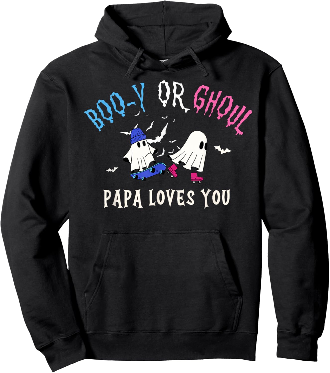 Boo-y Or Ghoul PAPA Loves You Halloween Funny Gender Reveal Hoodie - Hoodie | Black