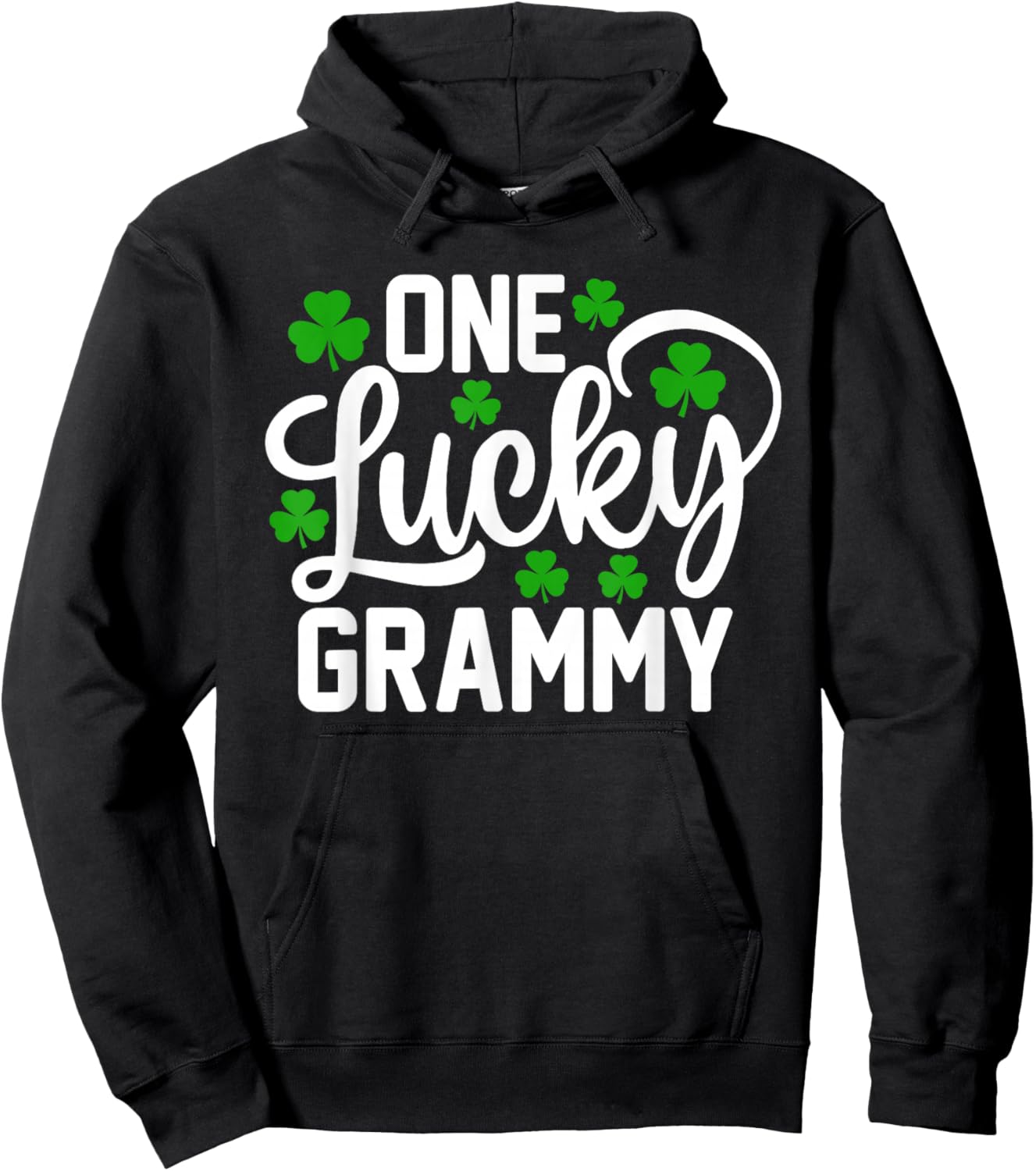 One Lucky Grammy Funny St Patrick's Day Shamrocks Hoodie - Hoodie | Black